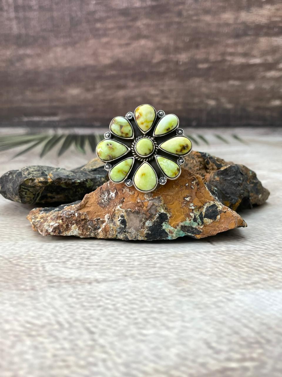 Handmade Sterling Silver Palomino Turquoise Adjustable Ring "Signed Nizhoni"