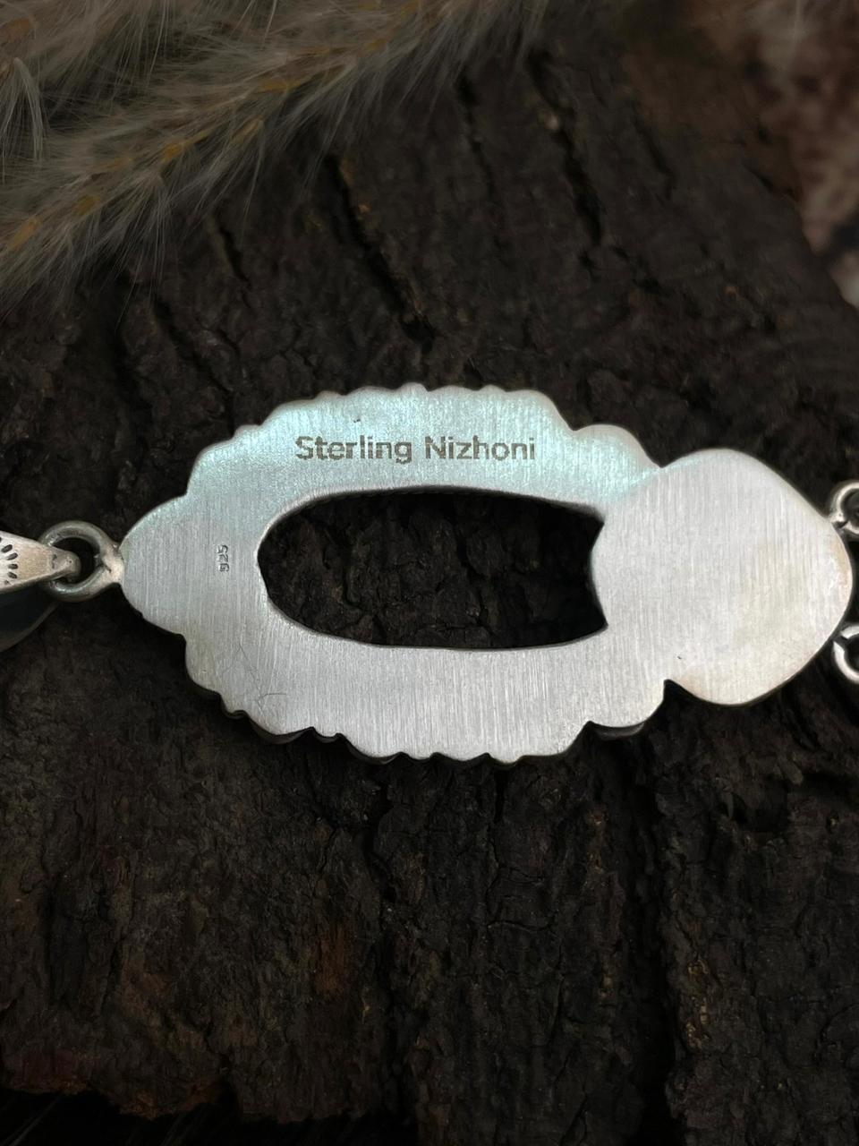 Handmade Sterling Silver Santa Maria with Kingman Pendant "Signed Nizhoni"