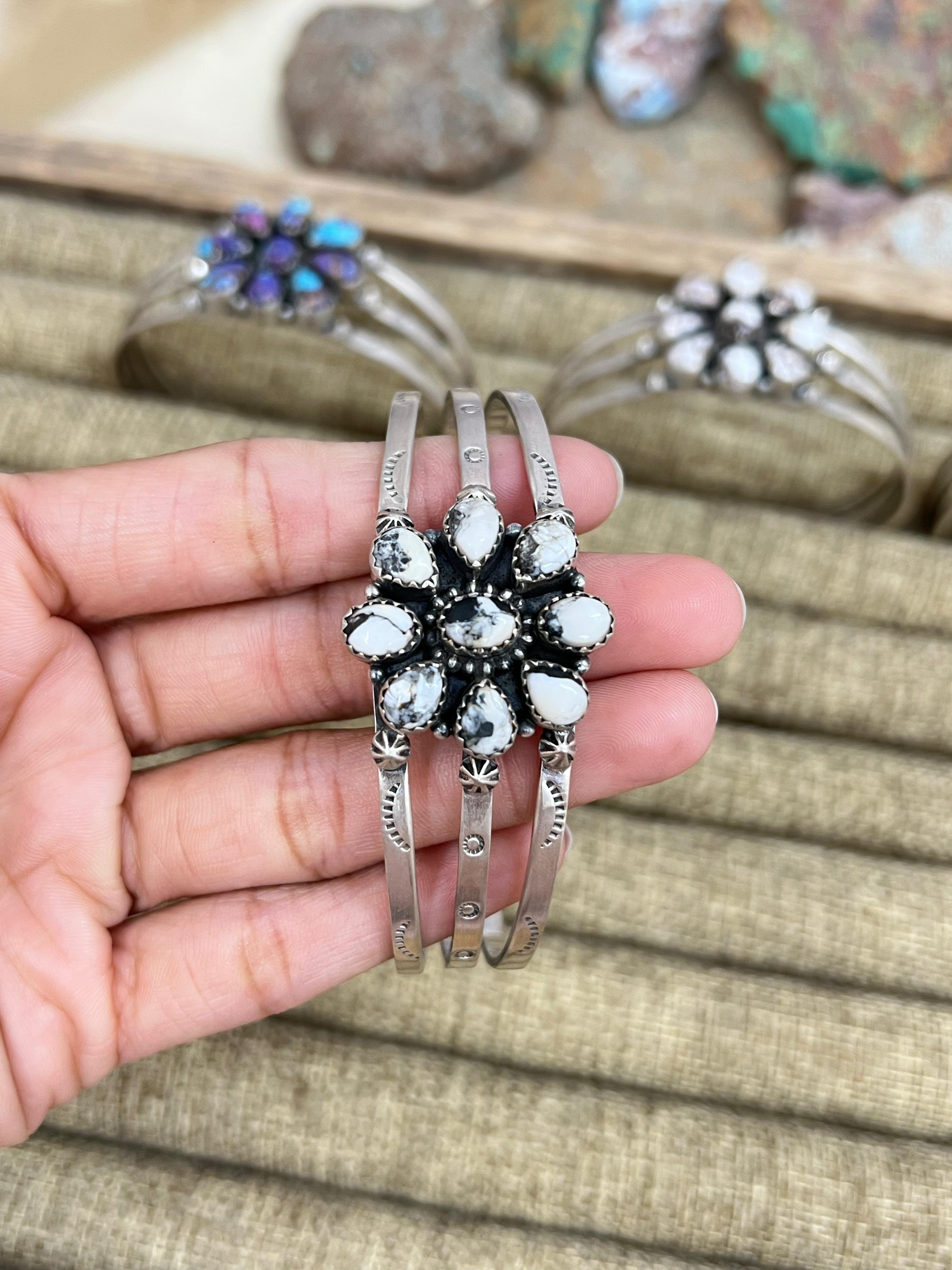 Handmade Sterling Silver Multi Stones Bracelet with Signed Nizhoni (5)