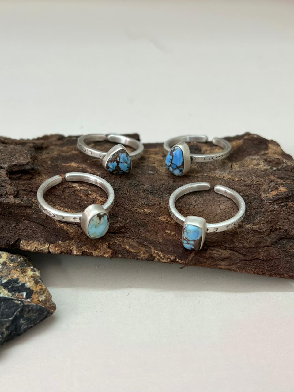 Handmade Sterling Silver Golden Hills Turquoise Adjustable Ring "Signed Nizhoni"