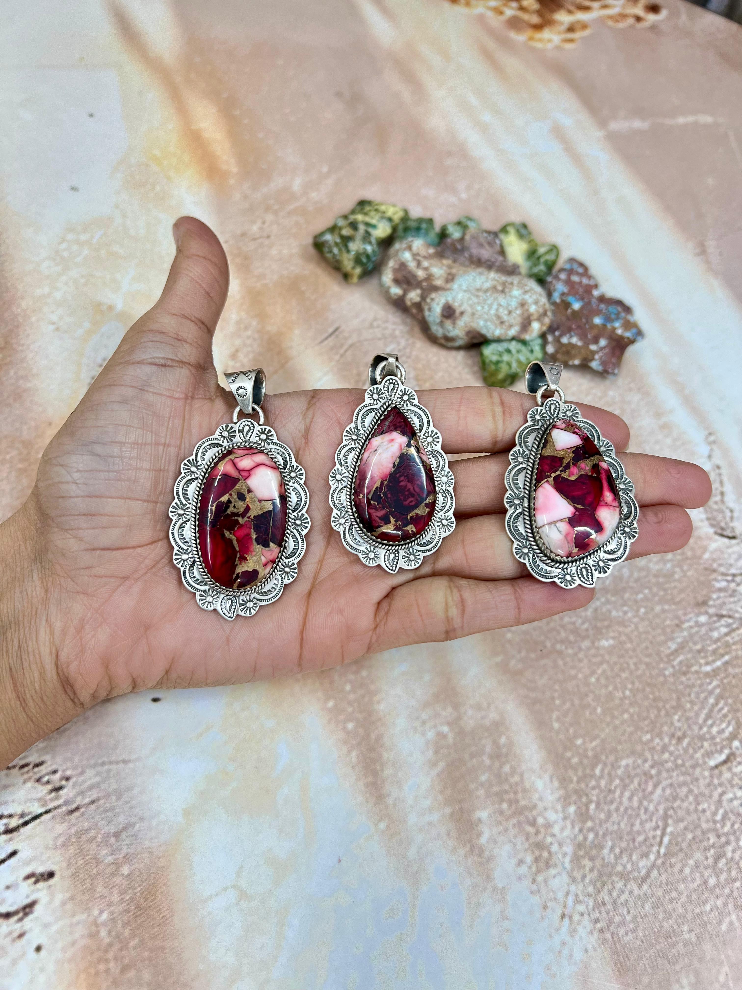 Handmade Sterling Silver Dahlia Rose Pendant with Signed Nizhoni