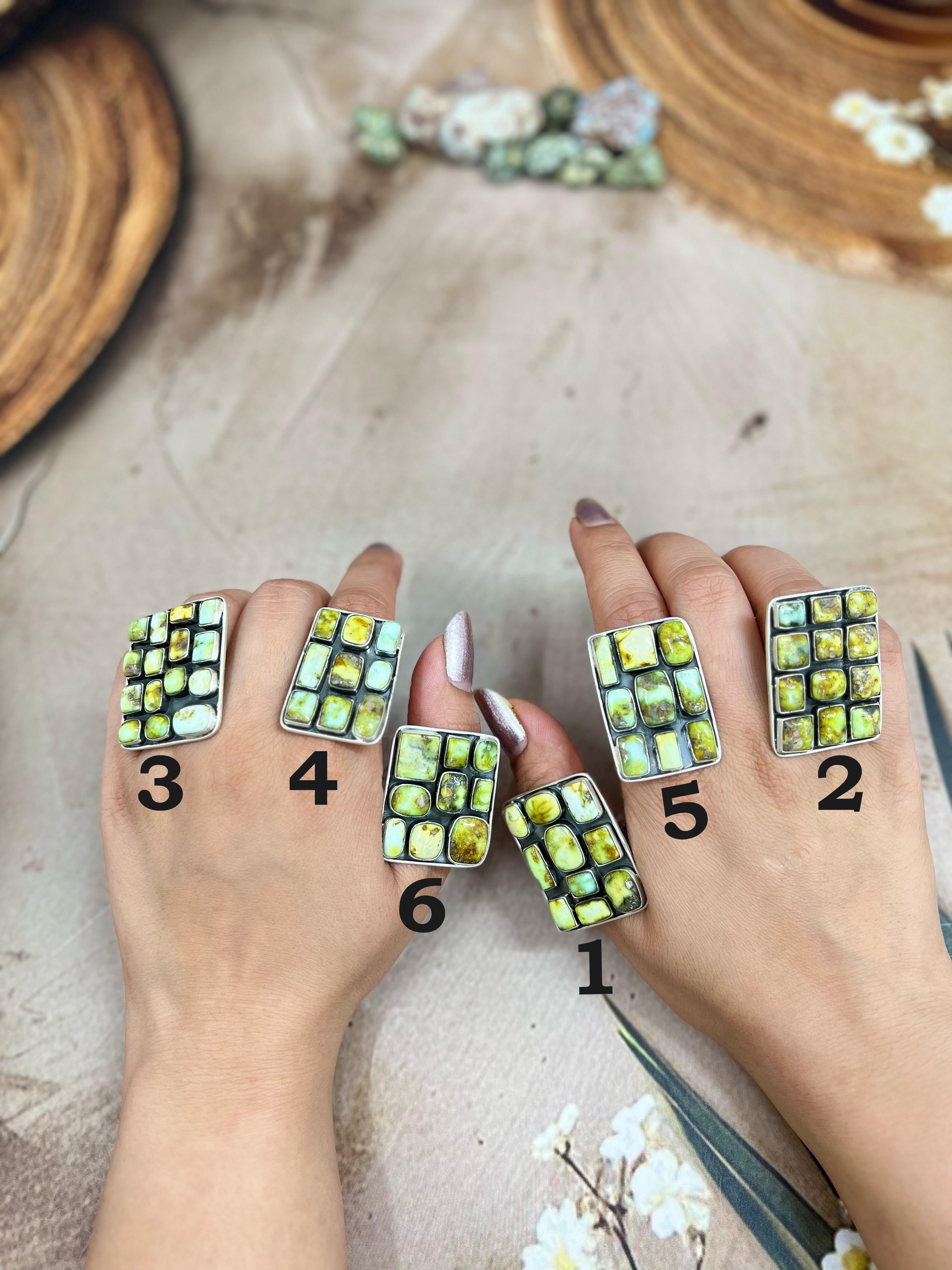 Handmade Sterling Silver Palomino Turquoise Adjustable Ring, Signed Nizhoni