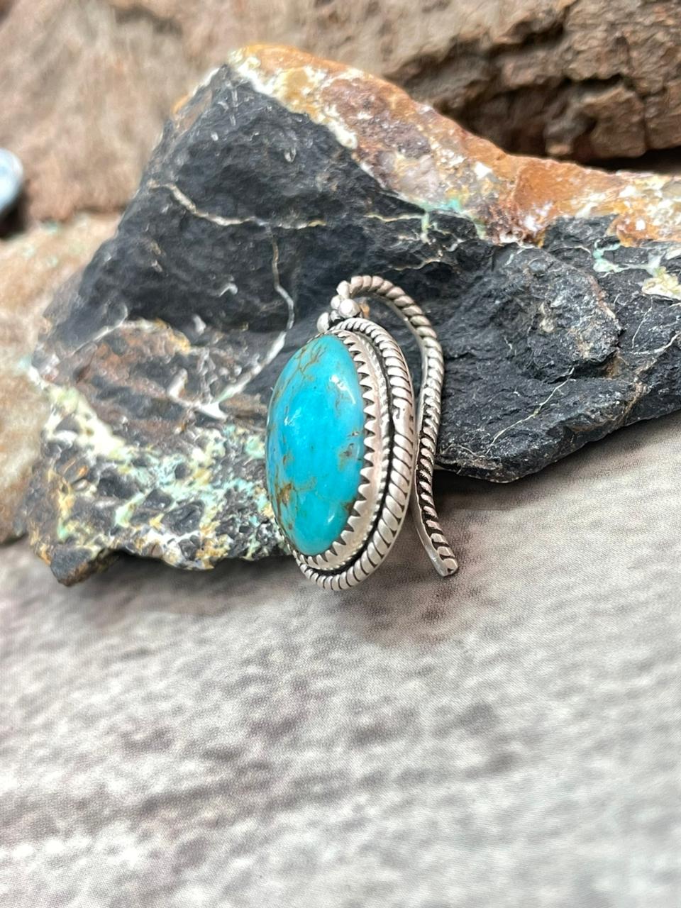 Handmade Sterling Silver Arizona Blue Turquoise Hat Pin "Signed Nizhoni"