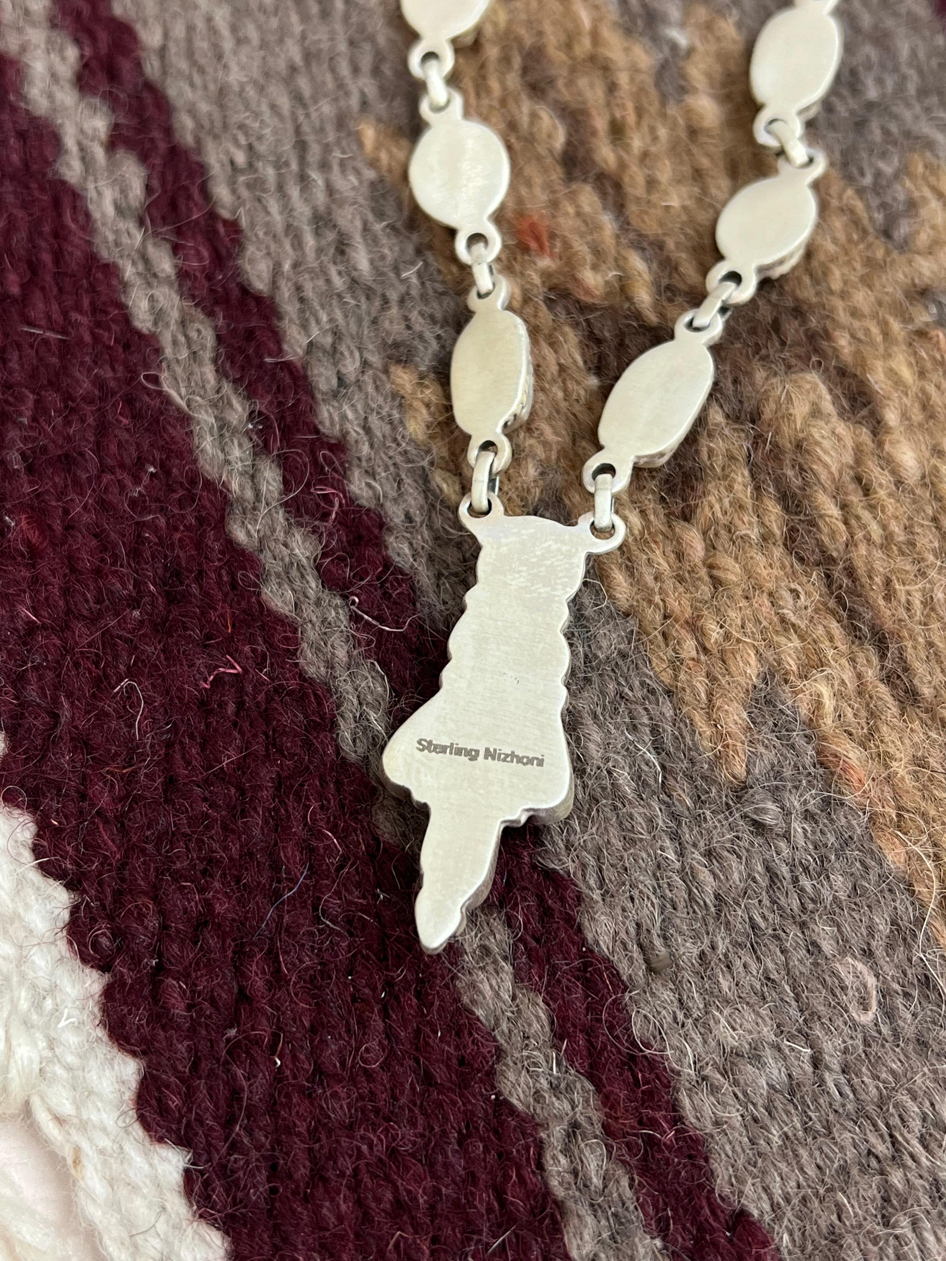 Christmas Collection Handmade Sterling Silver Coral with Peridot Necklace with Signed Nizhoni