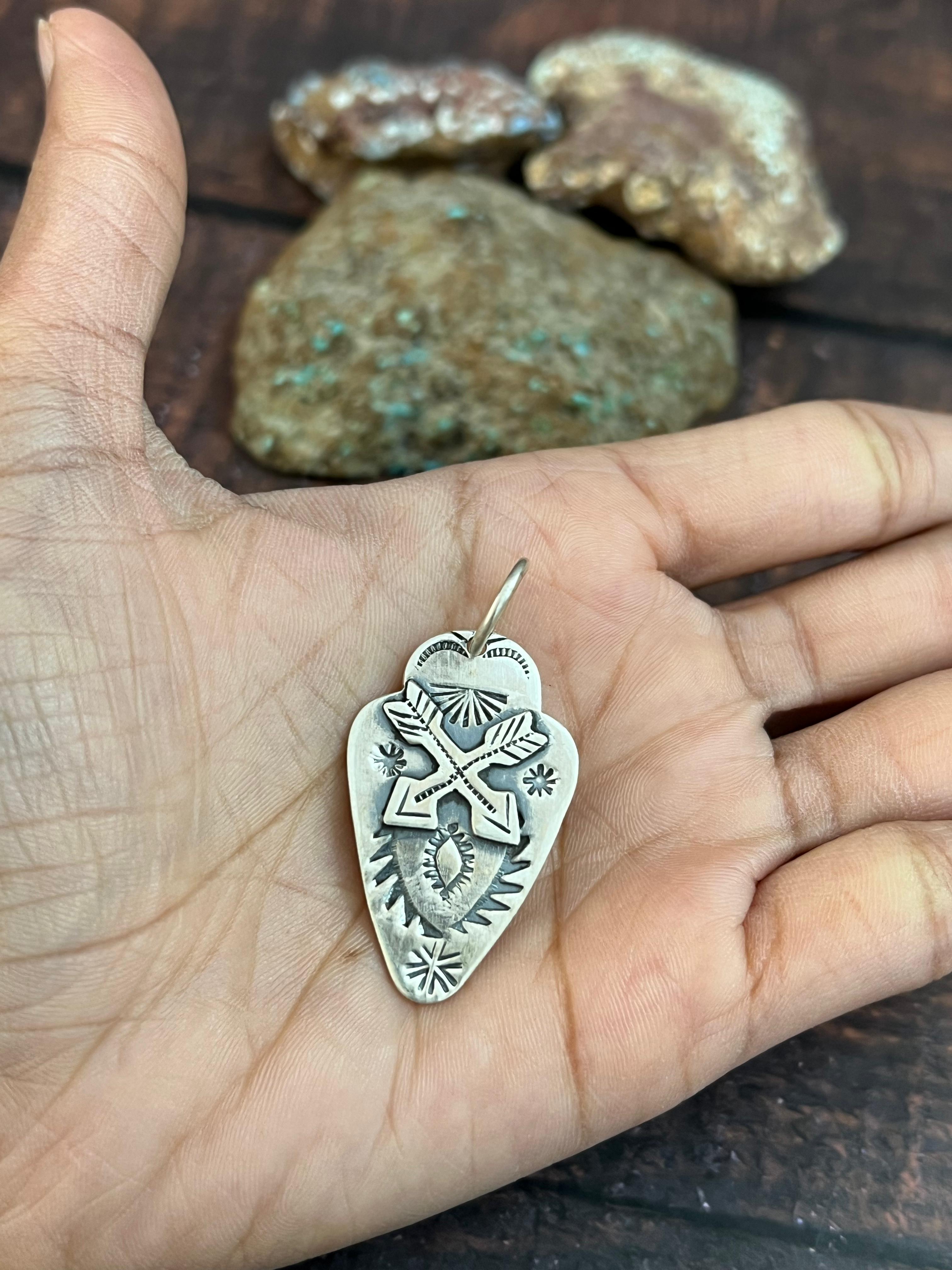 Handmade Sterling Silver Pendant with Signed Nizhoni