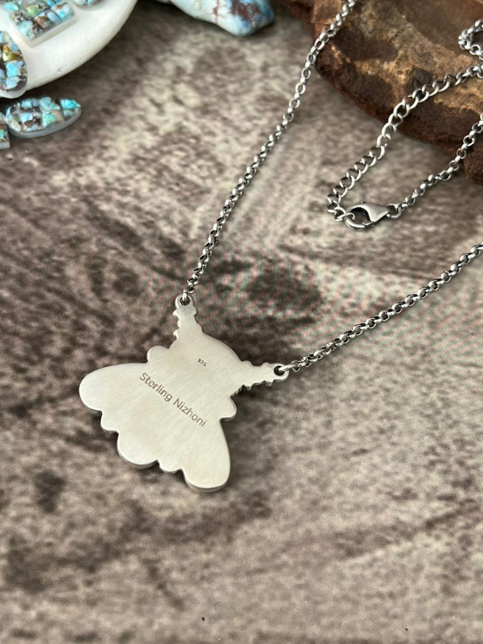Handmade Sterling Silver 'Golden Hills Turquoise Cobble Collection' Necklace "Signed Nizhoni"