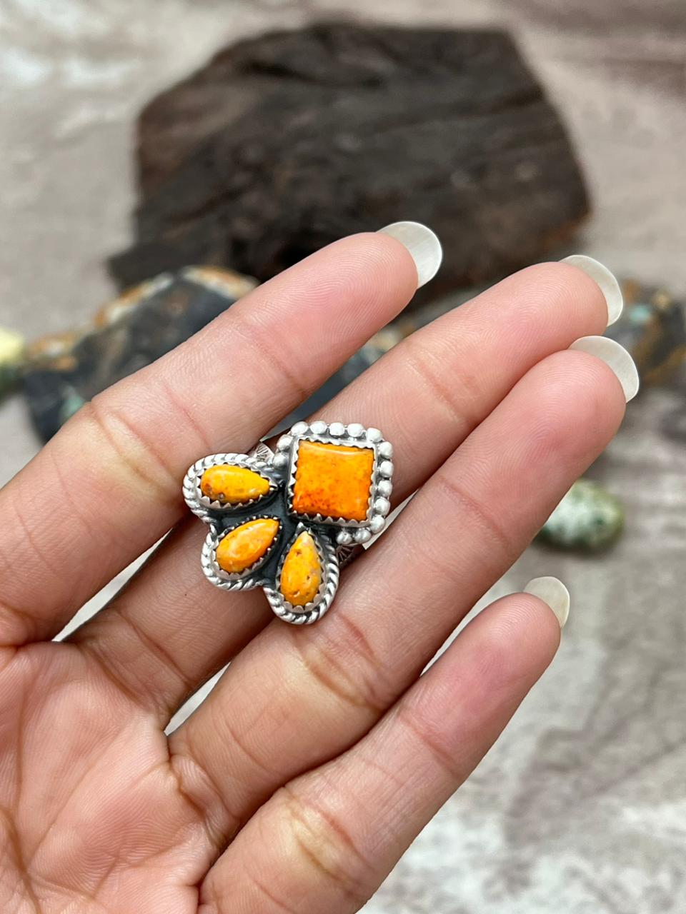 Handmade Sterling Silver Bumblebee Adjustable Ring "Signed Nizhoni"