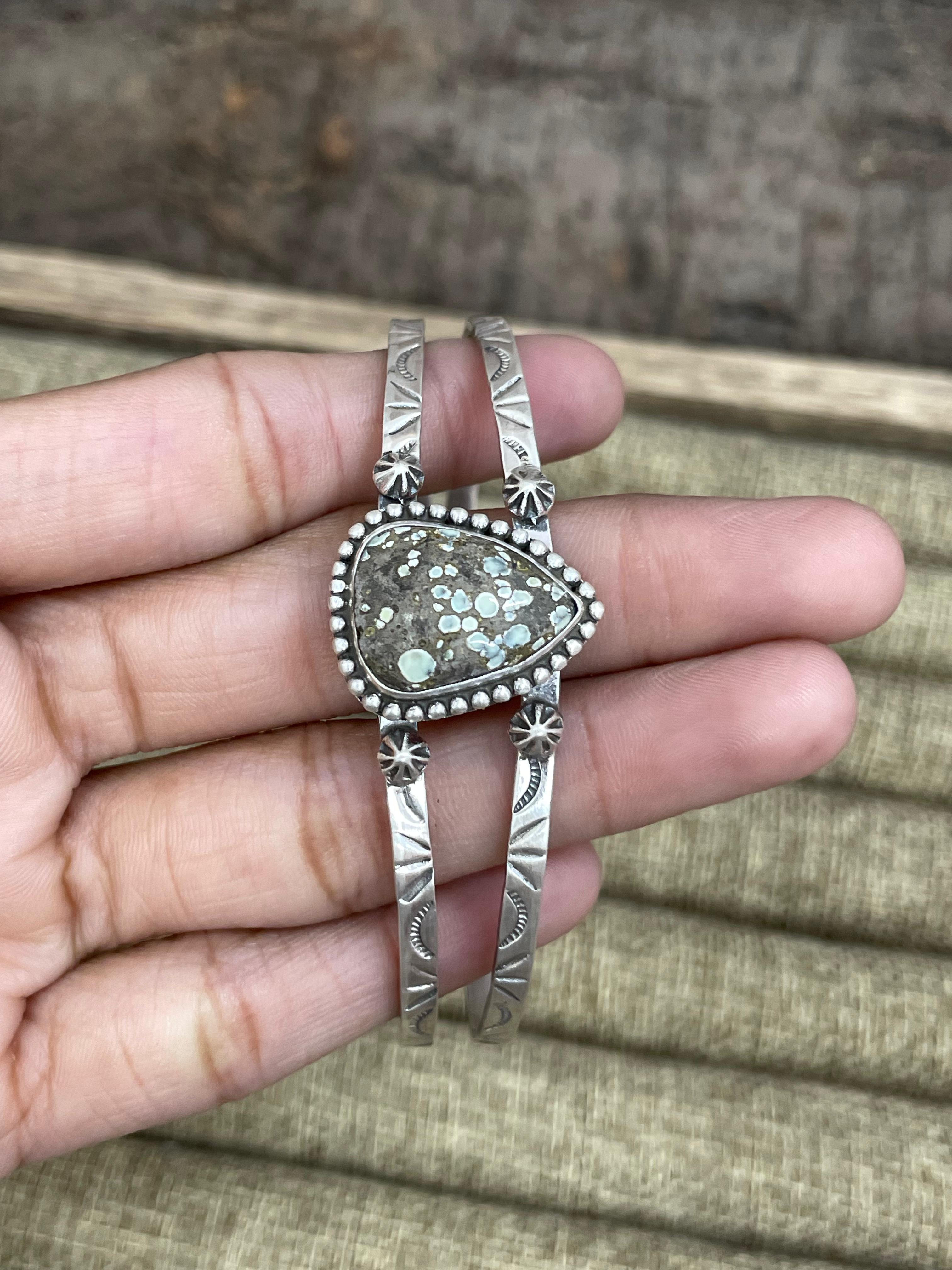 Handmade Sterling Silver Starfox Variscite Bracelet Signed Nizhoni