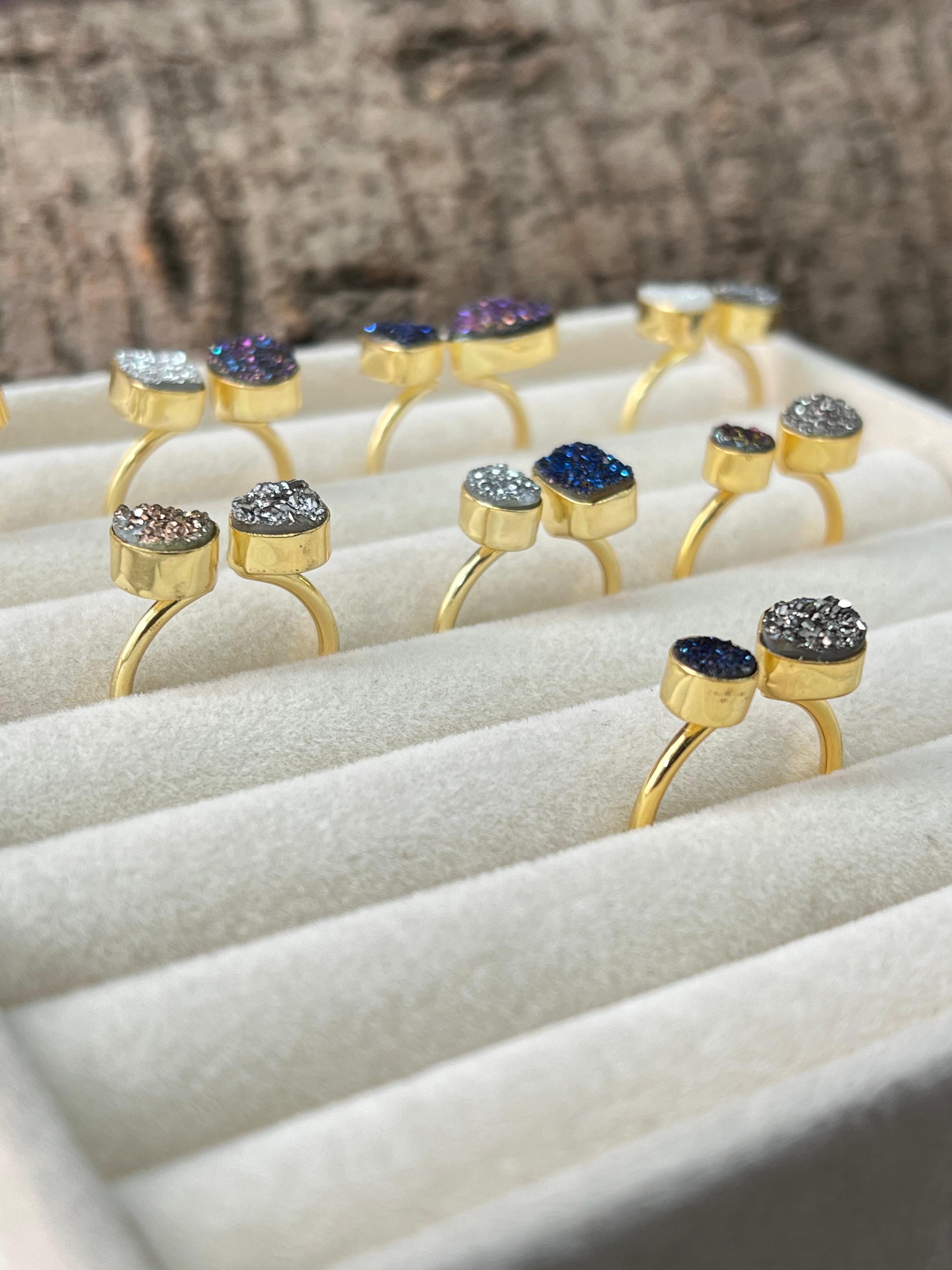 “The Golden Collection” Natural Druzy Adjustable Ring