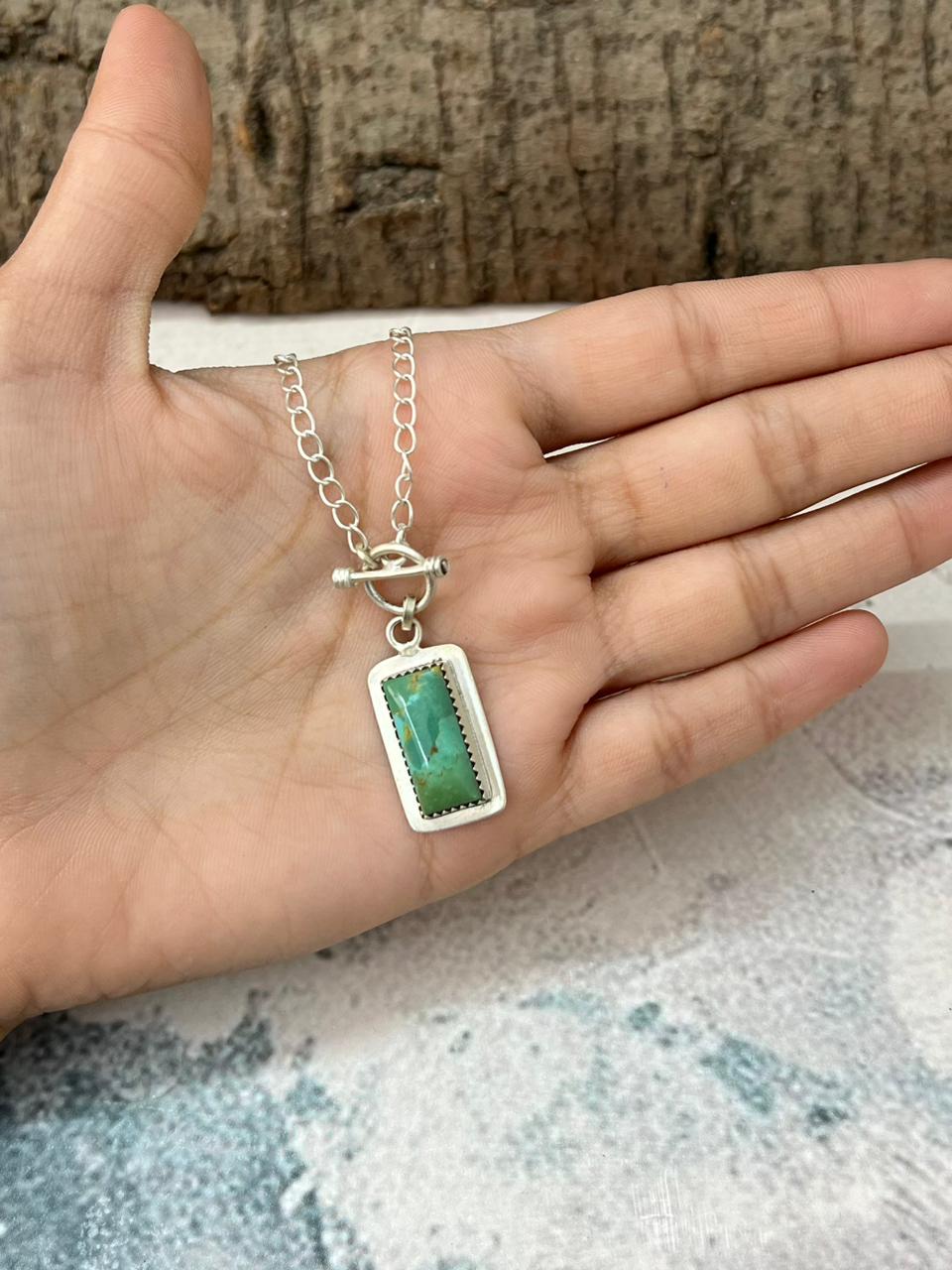 Handmade Sterling Silver Kingman Turquoise Lariat Necklace "Signed Nizhoni"