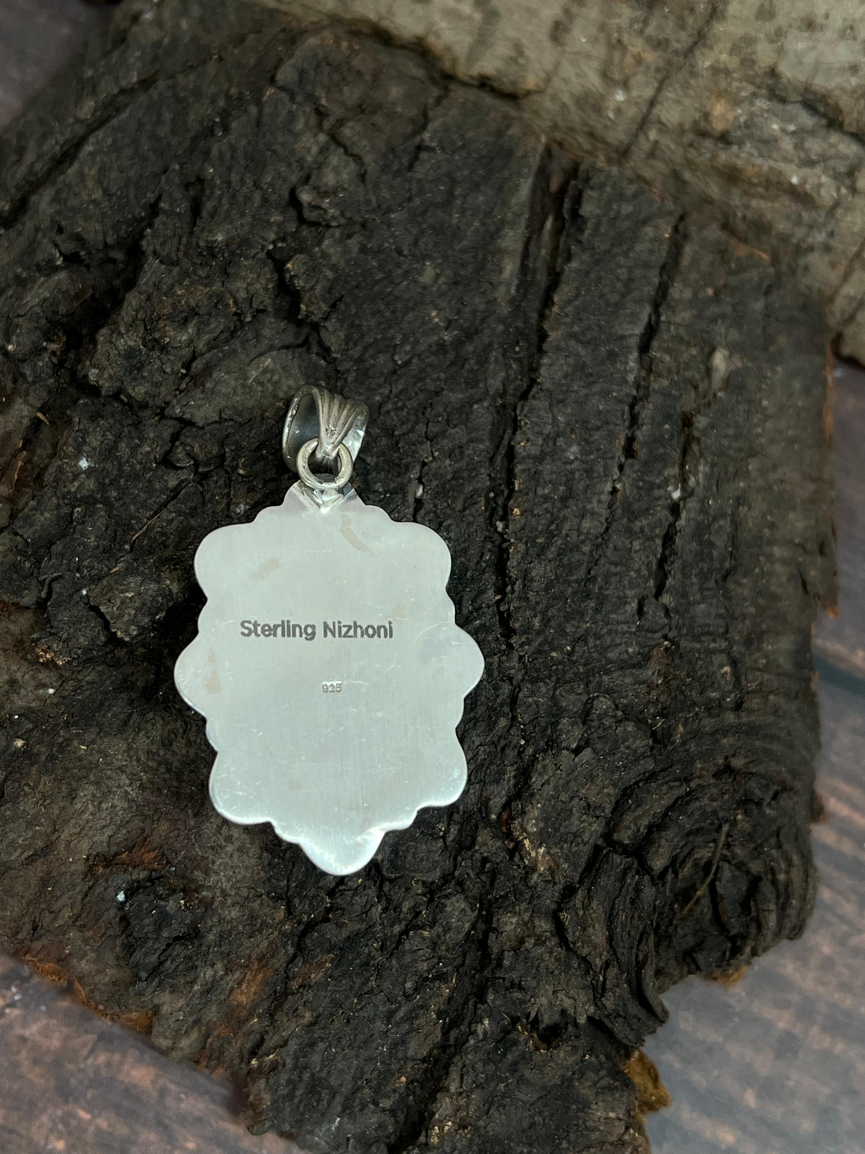 Handmade Sterling Silver Starfox Variscite Pendant Signed Nizhoni