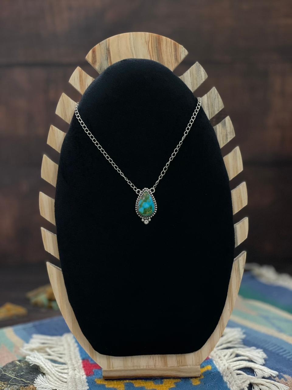 Handmade Sterling Silver Sonoran Mountain Turquoise Necklace "Signed Nizhoni"