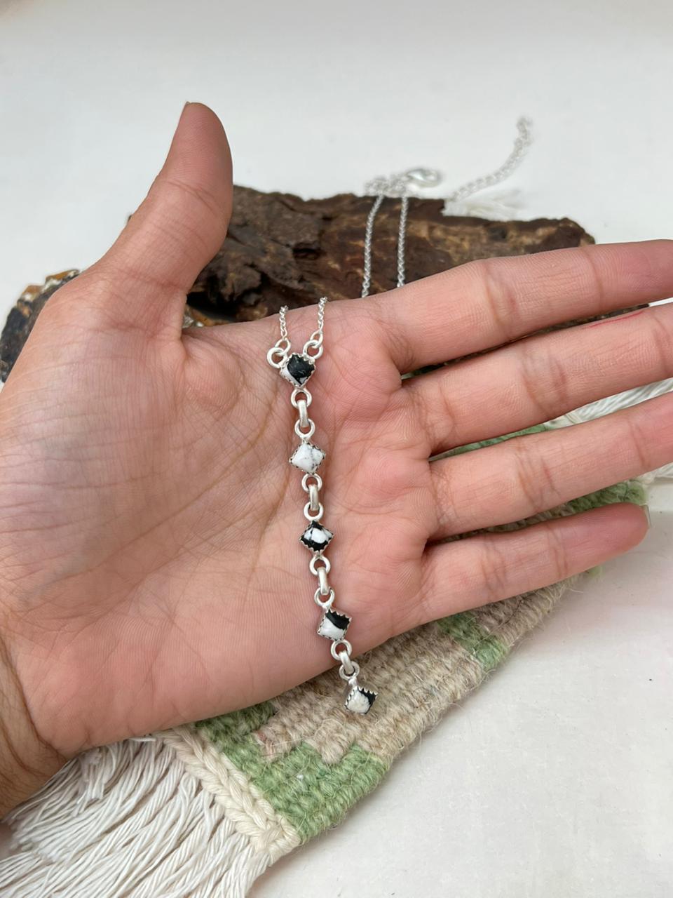 Handmade Sterling Silver White Buffalo Necklace "Signed Nizhoni"