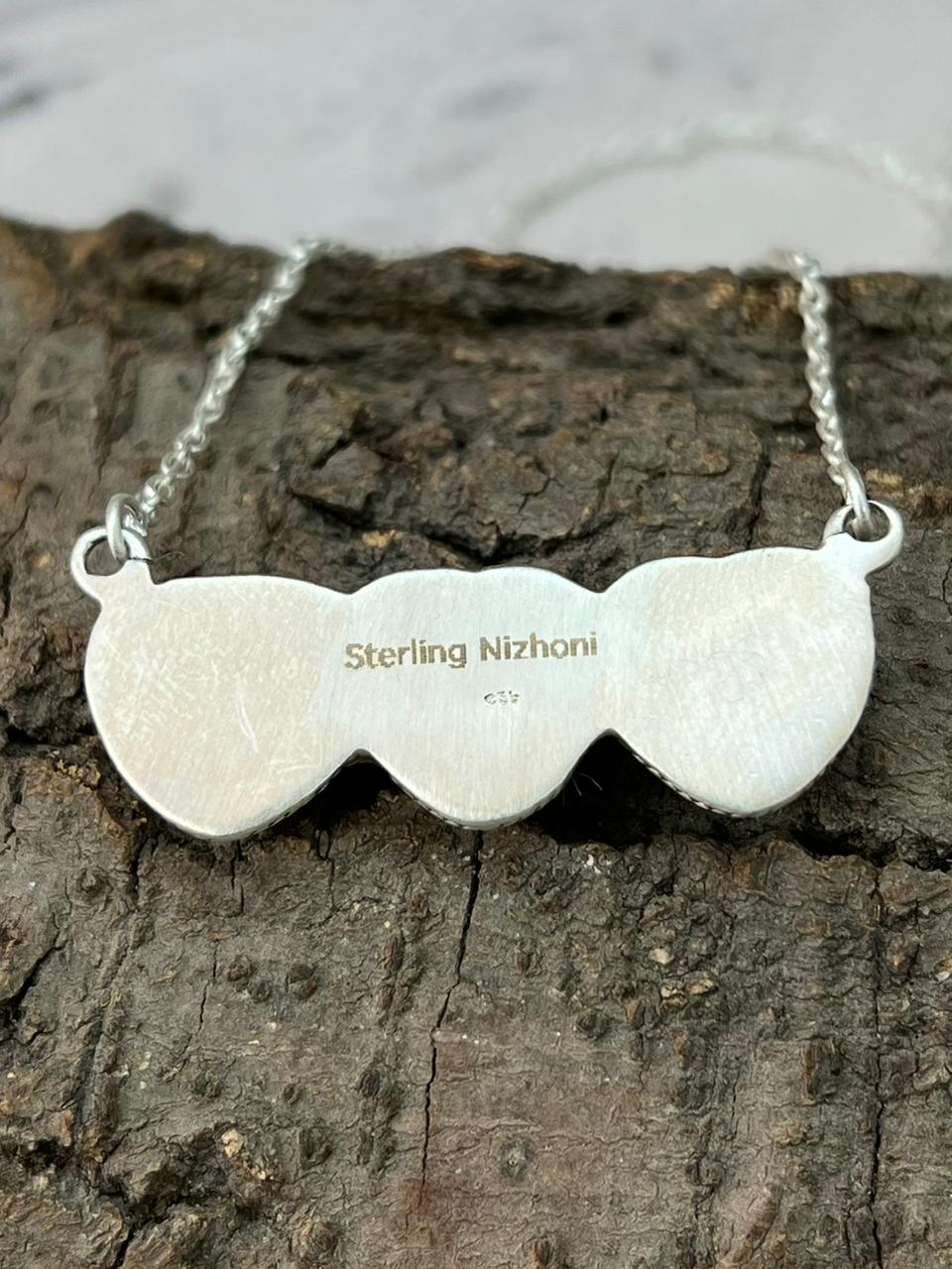 Handmade Sterling Silver Arizona Turquoise Heart Necklace "Signed Nizhoni"