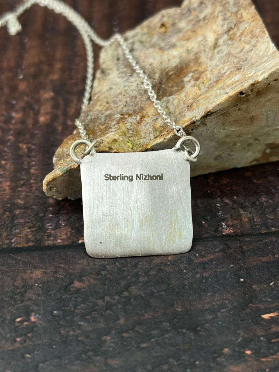 Handmade Sterling Silver Sonoran Mountain Turquoise and South Hill Turquoise Necklace "Signed Nizhoni"