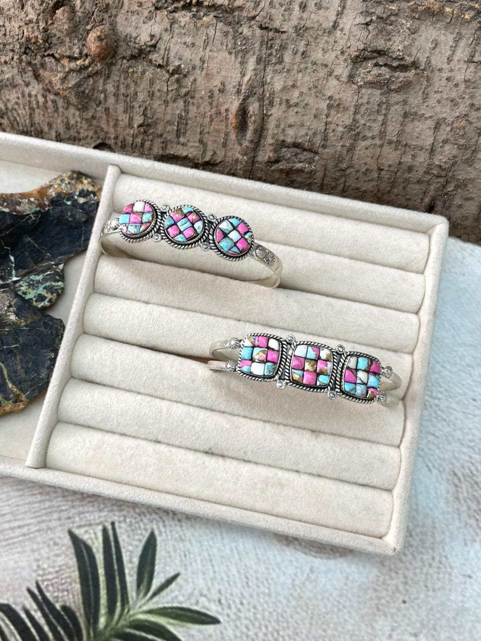 Handmade Sterling Silver Cotton Candy Cuff Bracelet "Signed Nizhoni"