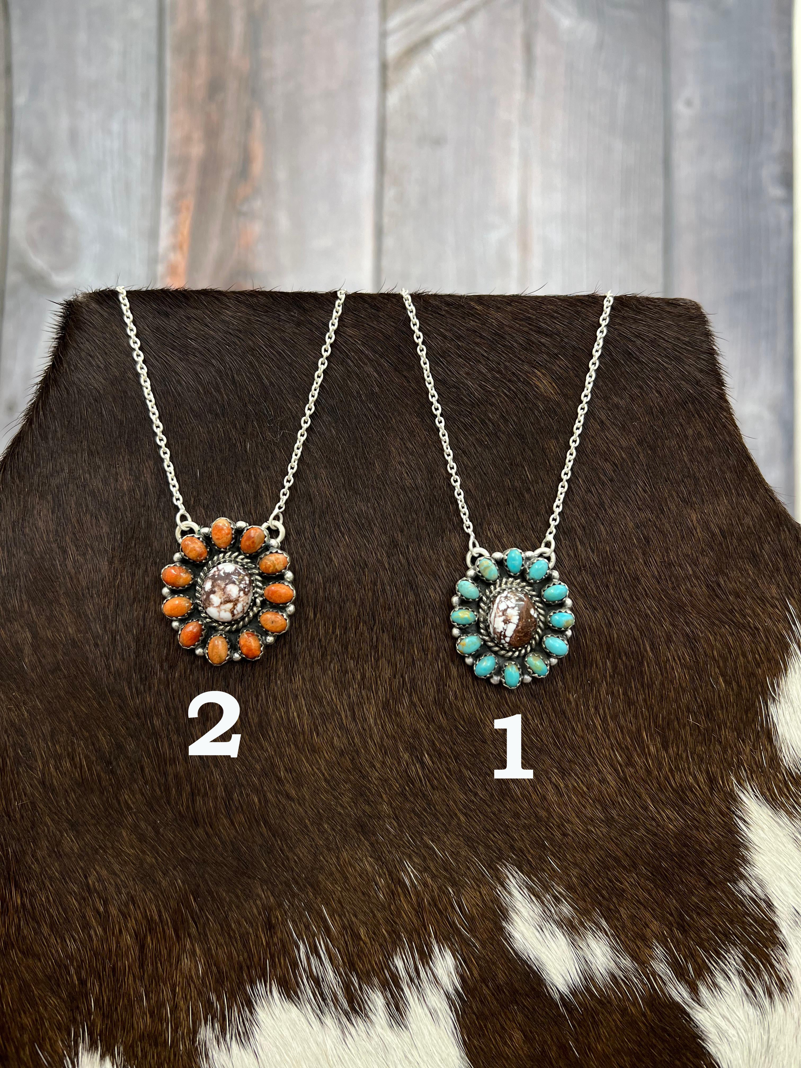 Handmade Sterling Silver Multistone Necklace with Signed Nizhoni