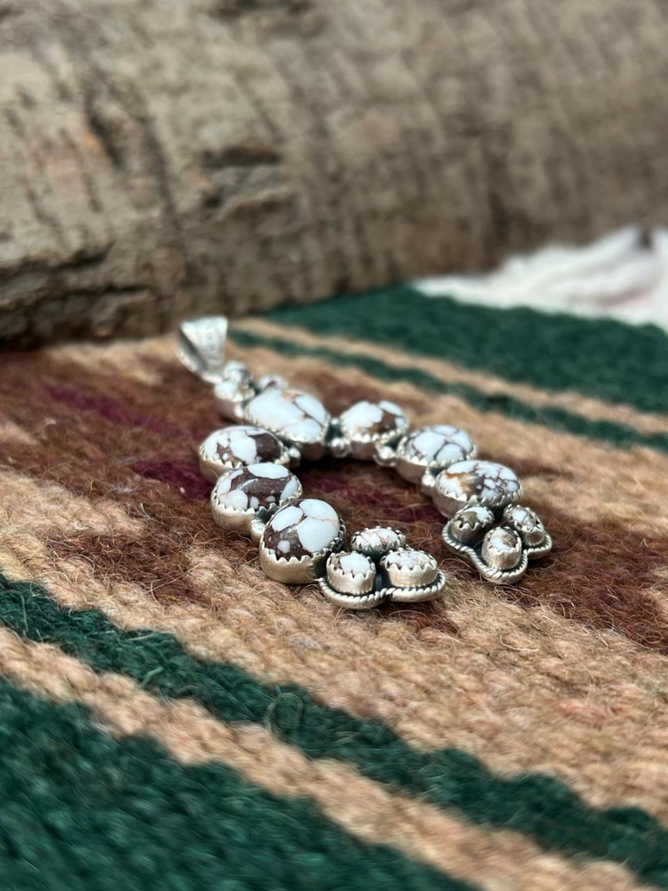 Handmade Sterling Silver Wildhorse Magnesite Naja Pendant "Signed Nizhoni"