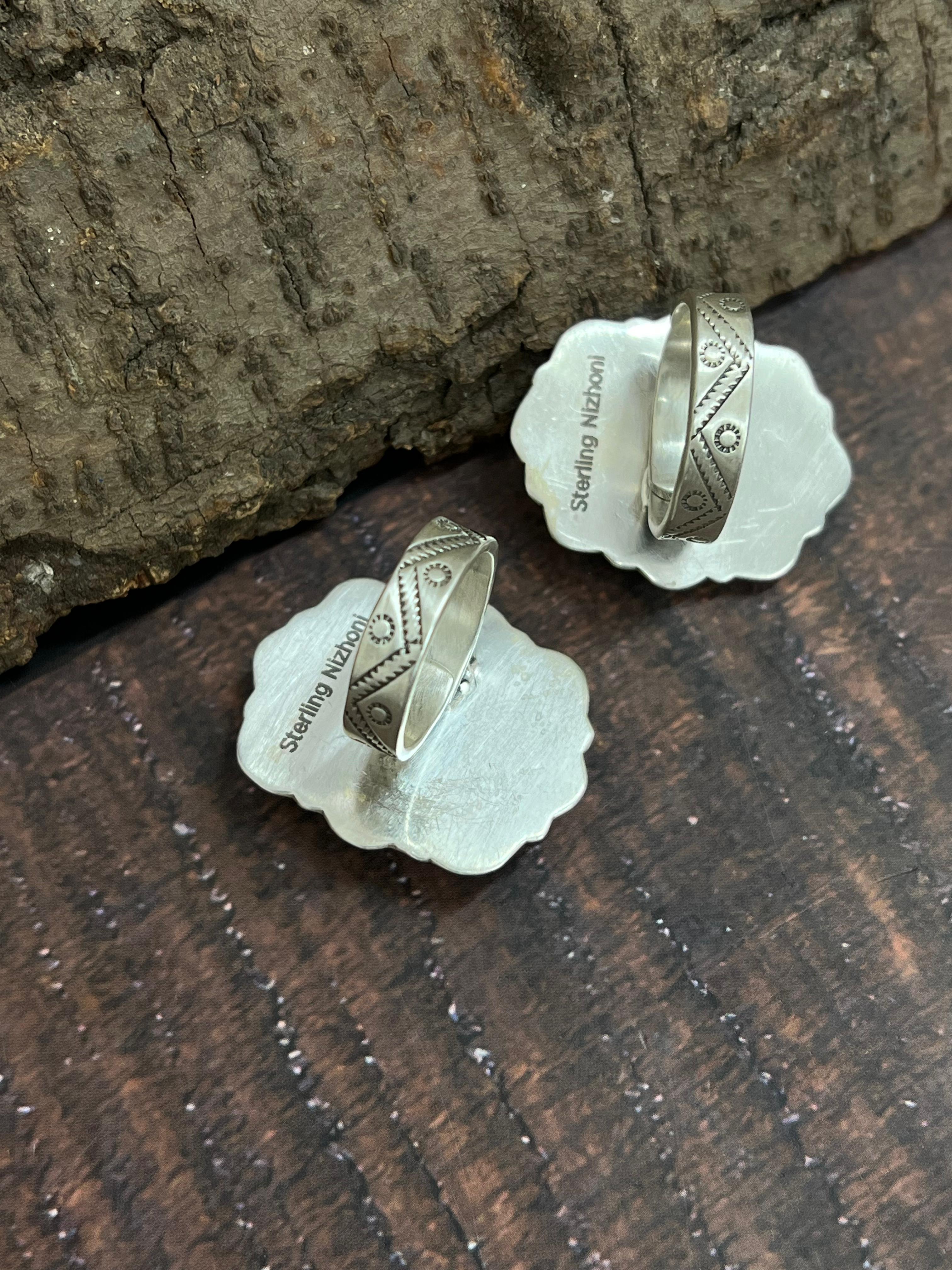 Handmade Sterling Silver Starfox Variscite Adjustable Ring Signed Nizhoni