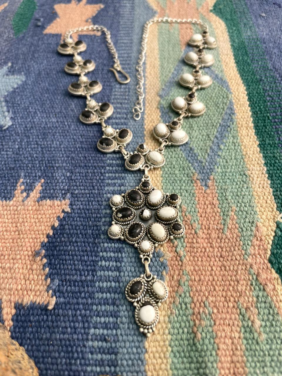 Handmade Sterling Silver White Buffalo Necklace "Signed Nizhoni"