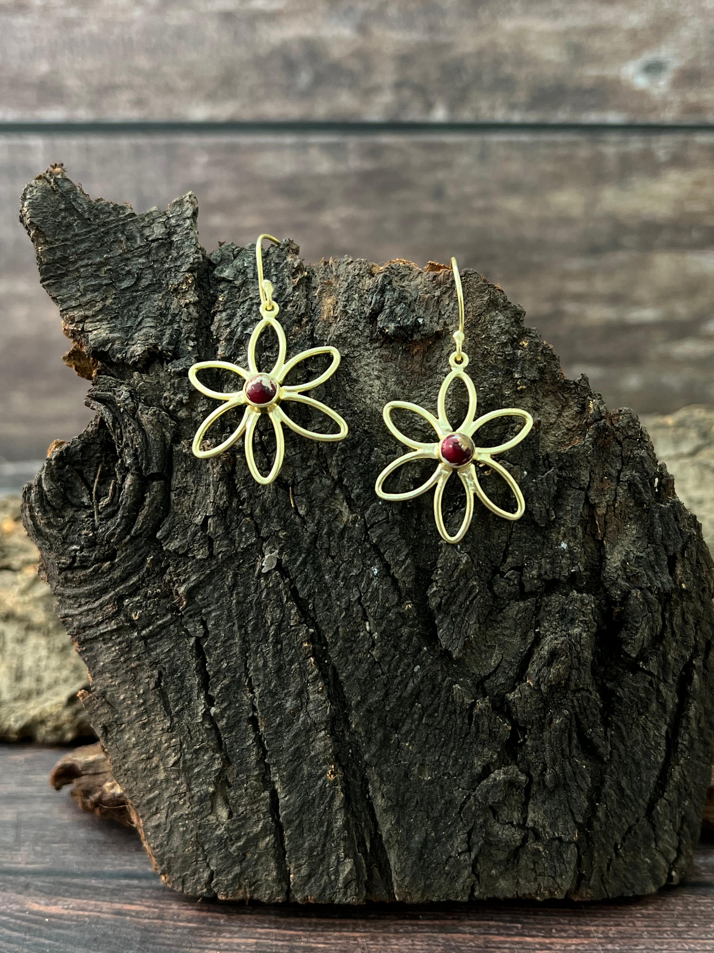 “The Golden Collection” Handmade Natural Dahlia Rose Daisy Flower Hook Earrings