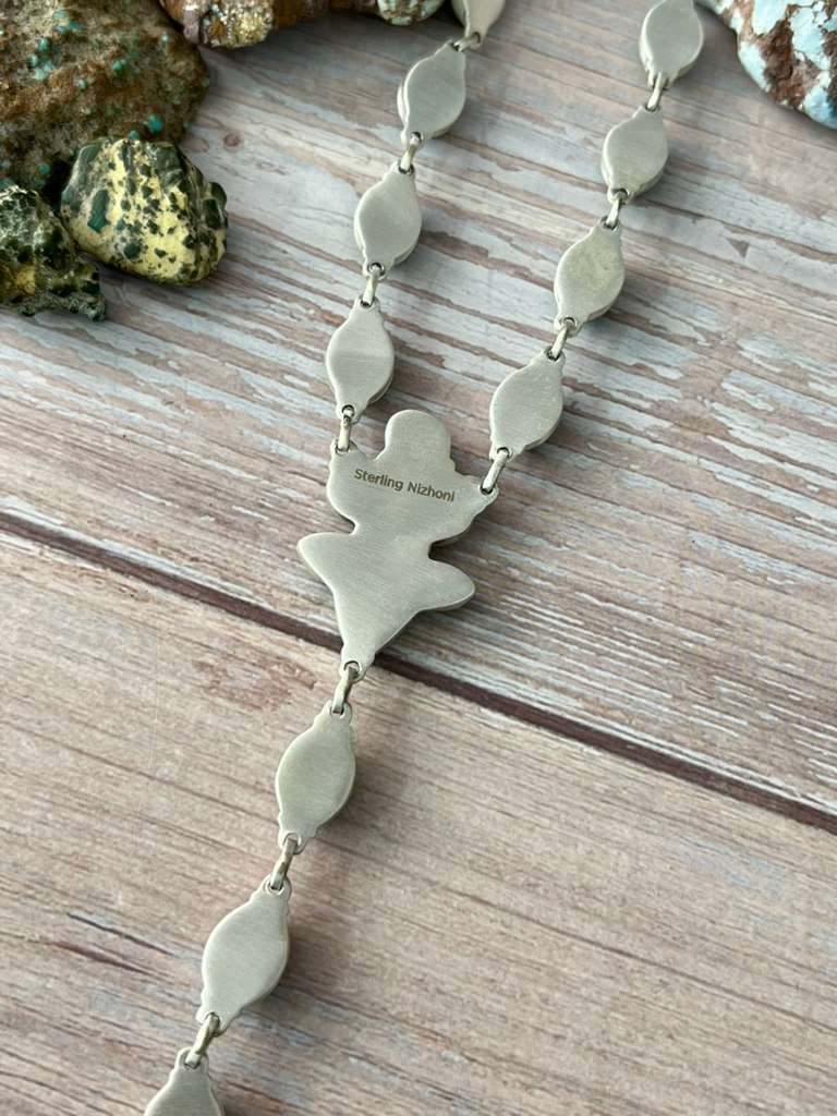 Handmade Sterling Silver Kingman Turquoise Necklace "Signed Nizhoni"