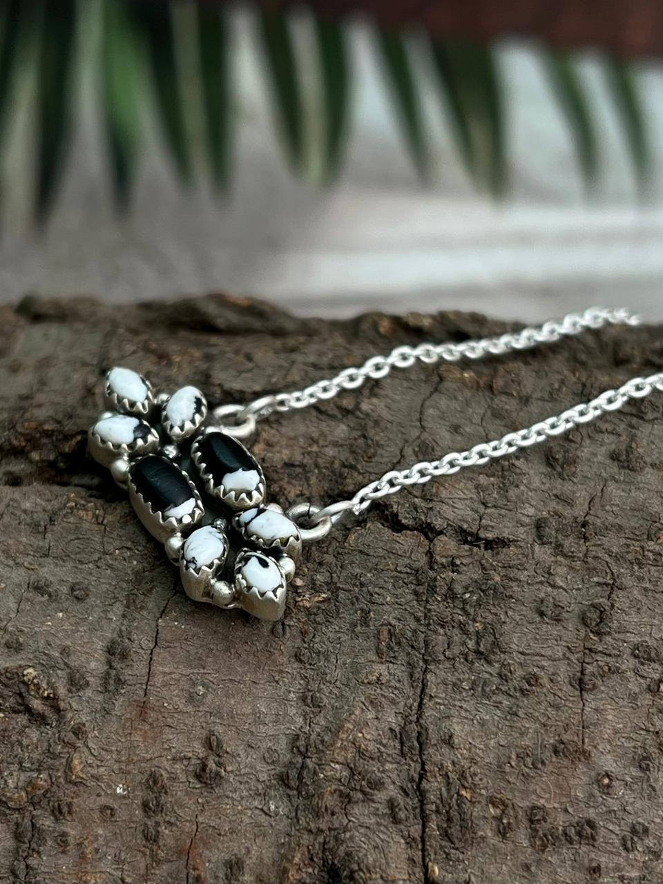 Handmade Sterling Silver White Buffalo Necklace "Signed Nizhoni"