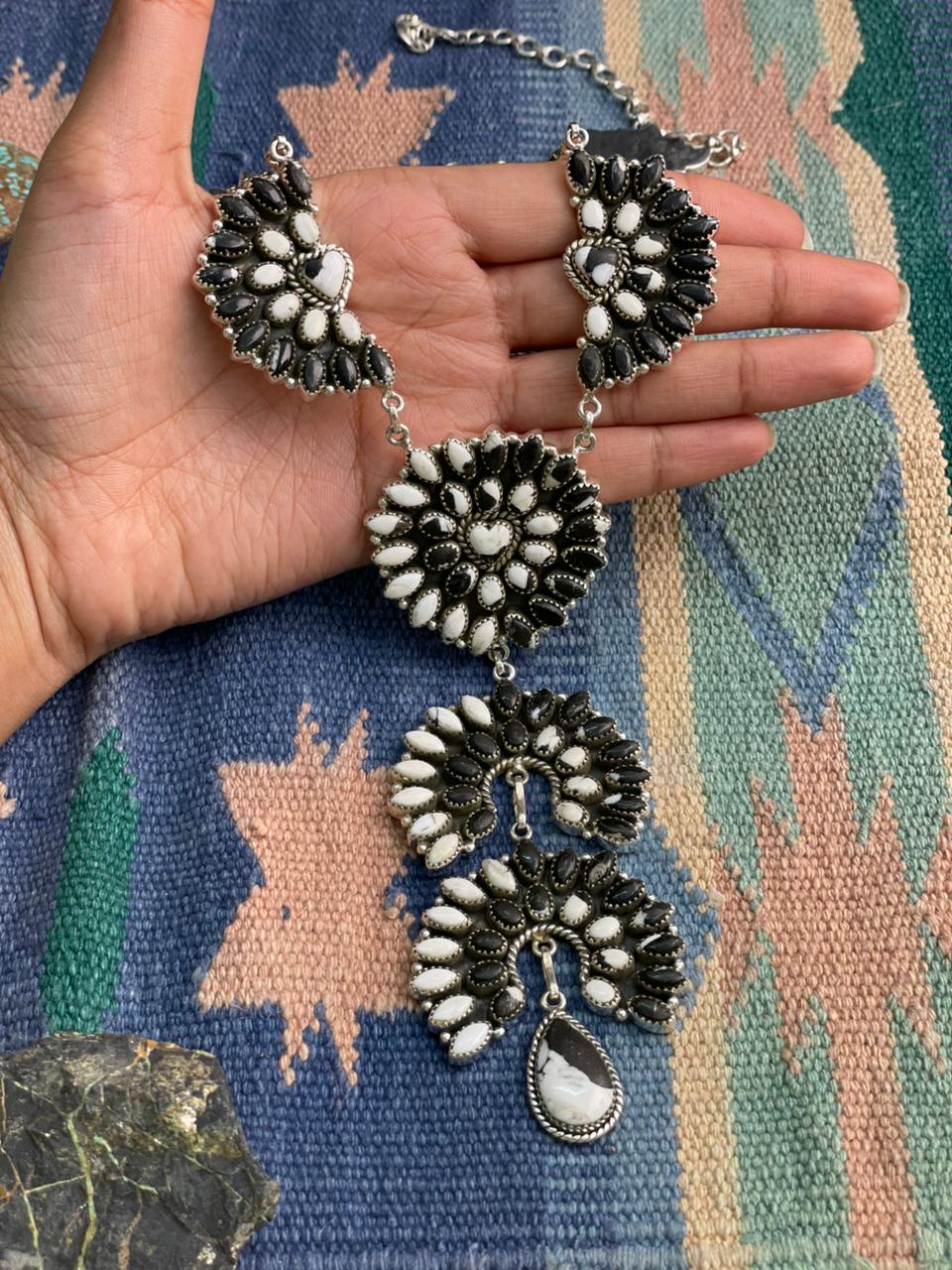 Handmade Sterling Silver White Buffalo Necklace "Signed Nizhoni"