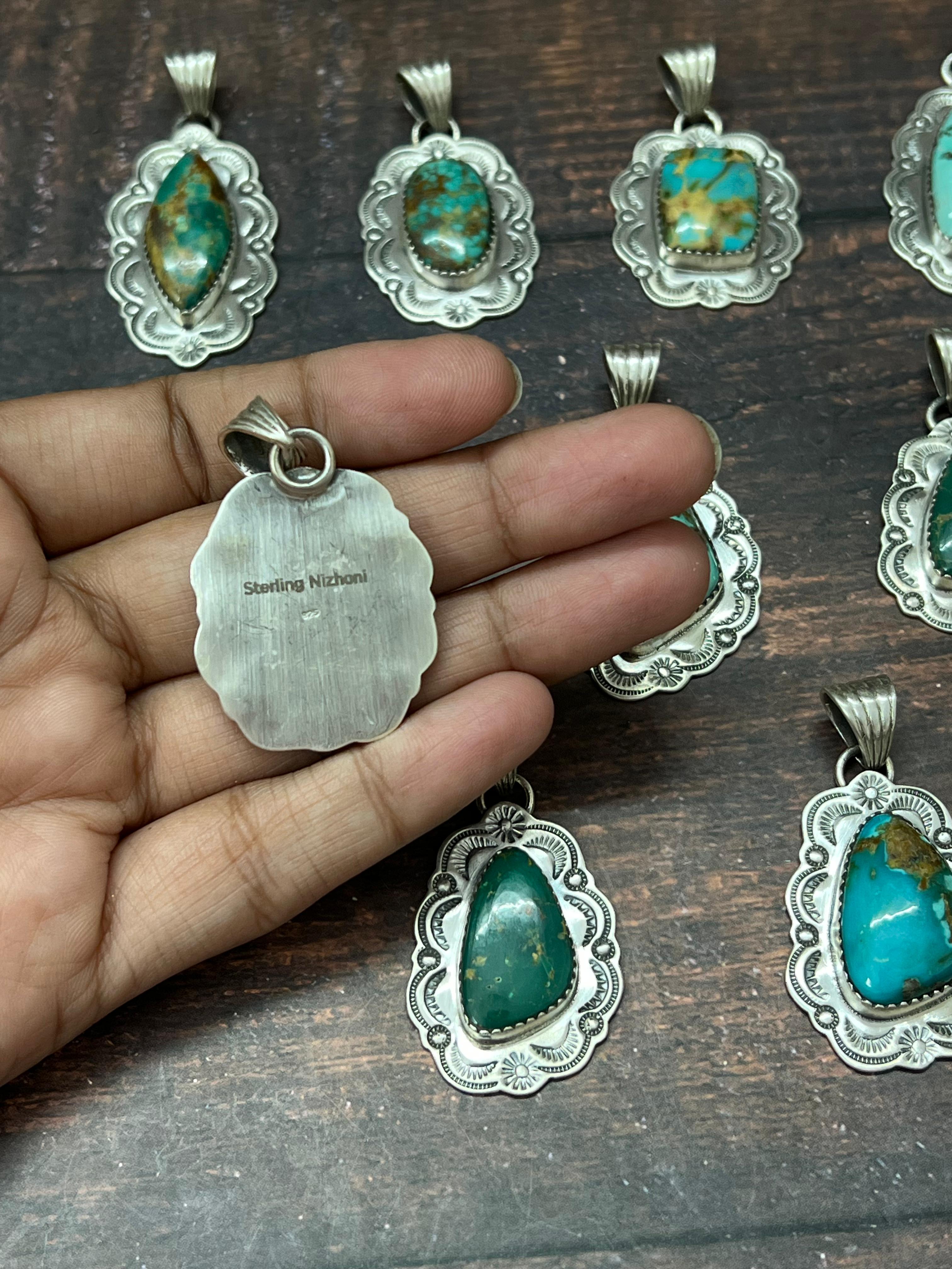 Handmade Sterling Silver Hardy Pit Pendant with Signed Nizhoni