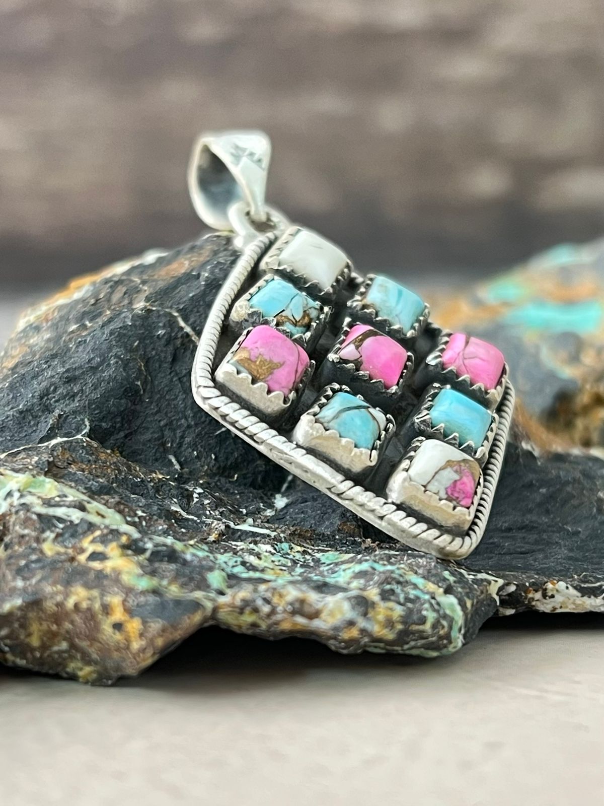 Handmade Sterling Silver Cotton Candy Pendant "Signed Nizhoni"