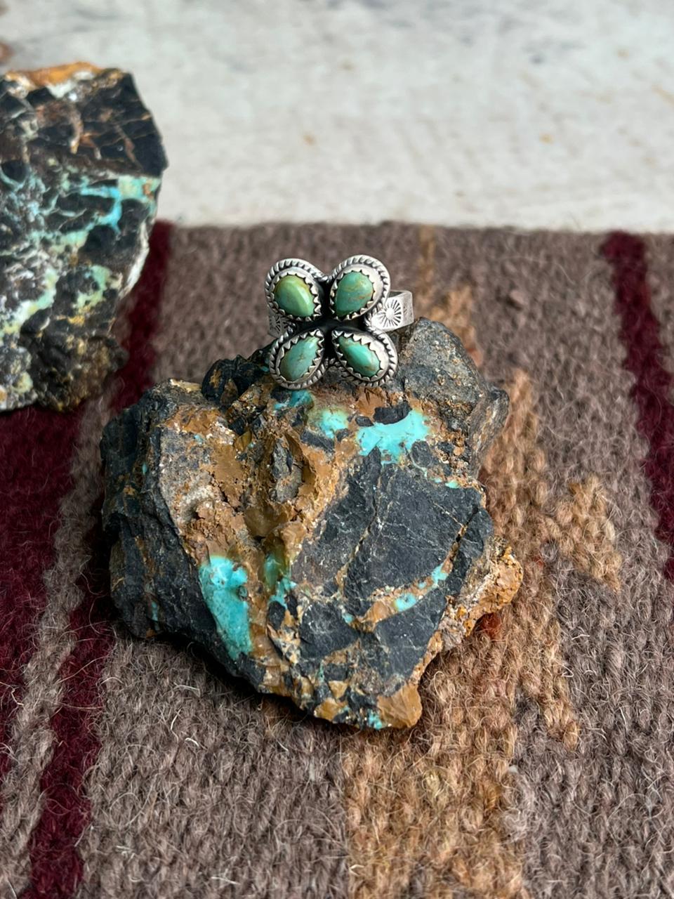 Handmade Sterling Silver Kingman Turquoise Ring "Signed Nizhoni"