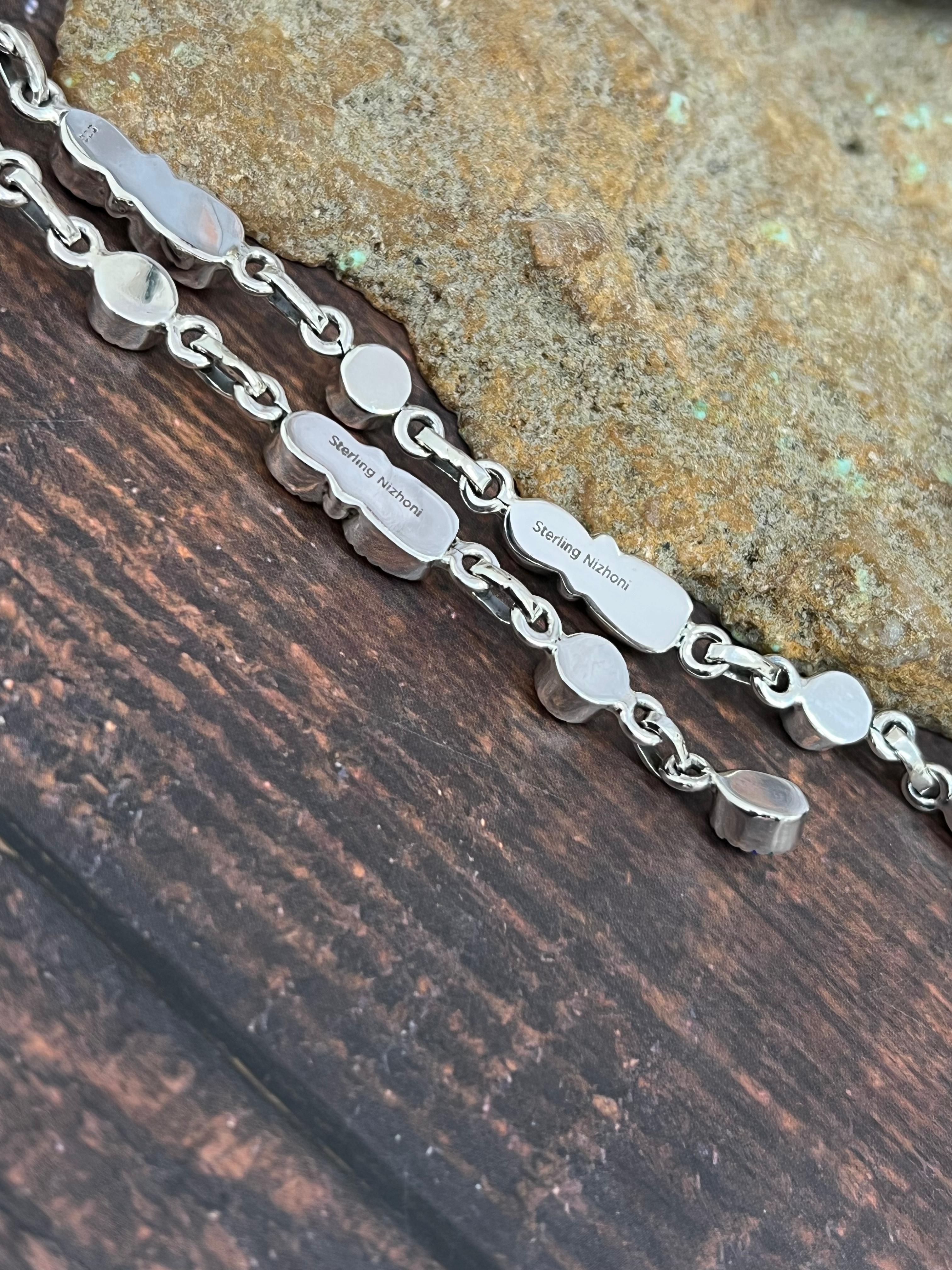 ** 4TH OF JULY ** Handmade Sterling Silver Synthetic Opal Post Earrings with Signed Nizhoni