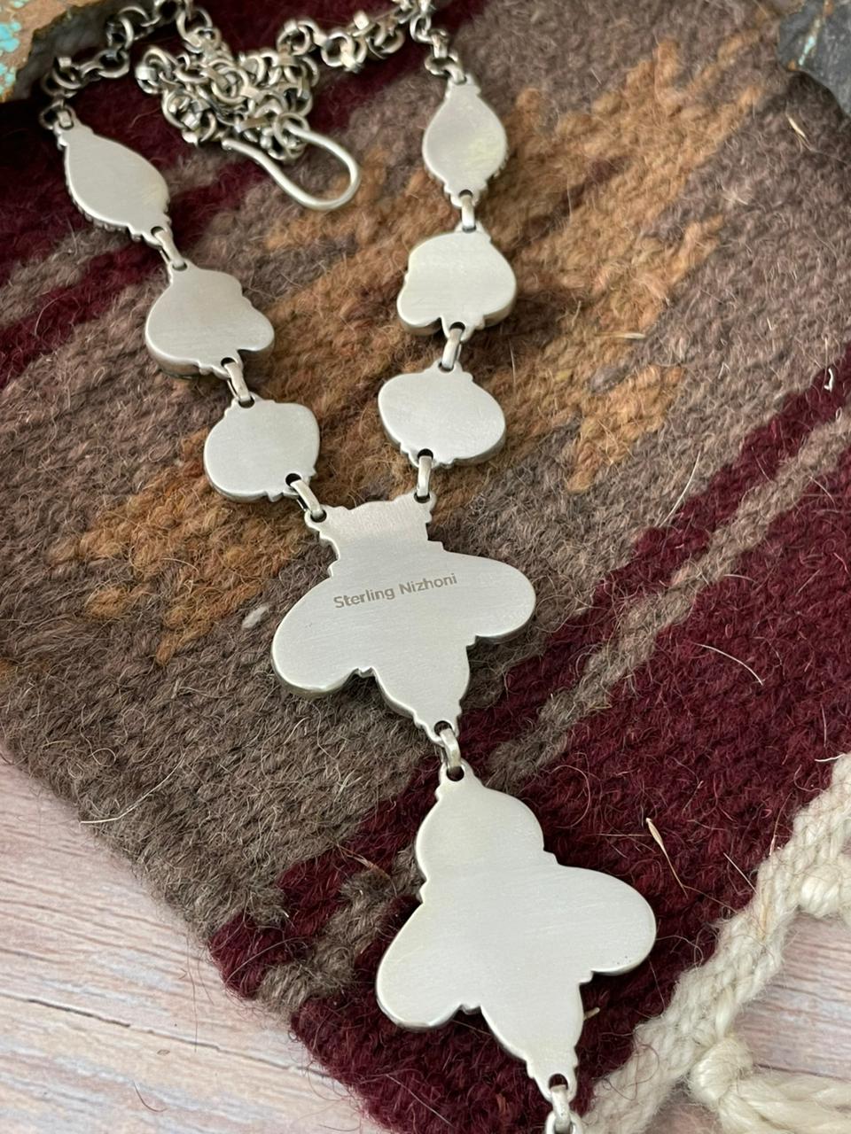 Handmade Sterling Silver Palomino With Sonoran Mountain Turquoise Necklace "Signed Nizhoni"