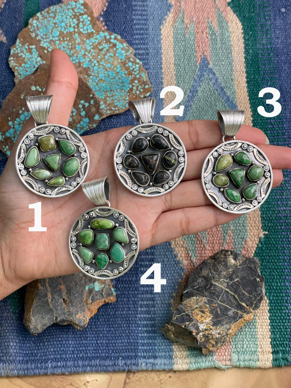 Handmade Sterling Silver Sonoran Mountain, Blackjack Turquoise Pendant "Signed Nizhoni"