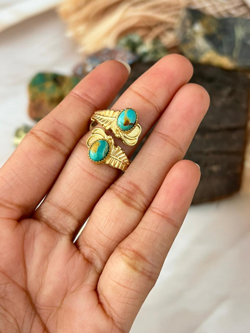The Golden Collection: Handmade Kingman Turquoise Gold Adjustable Ring