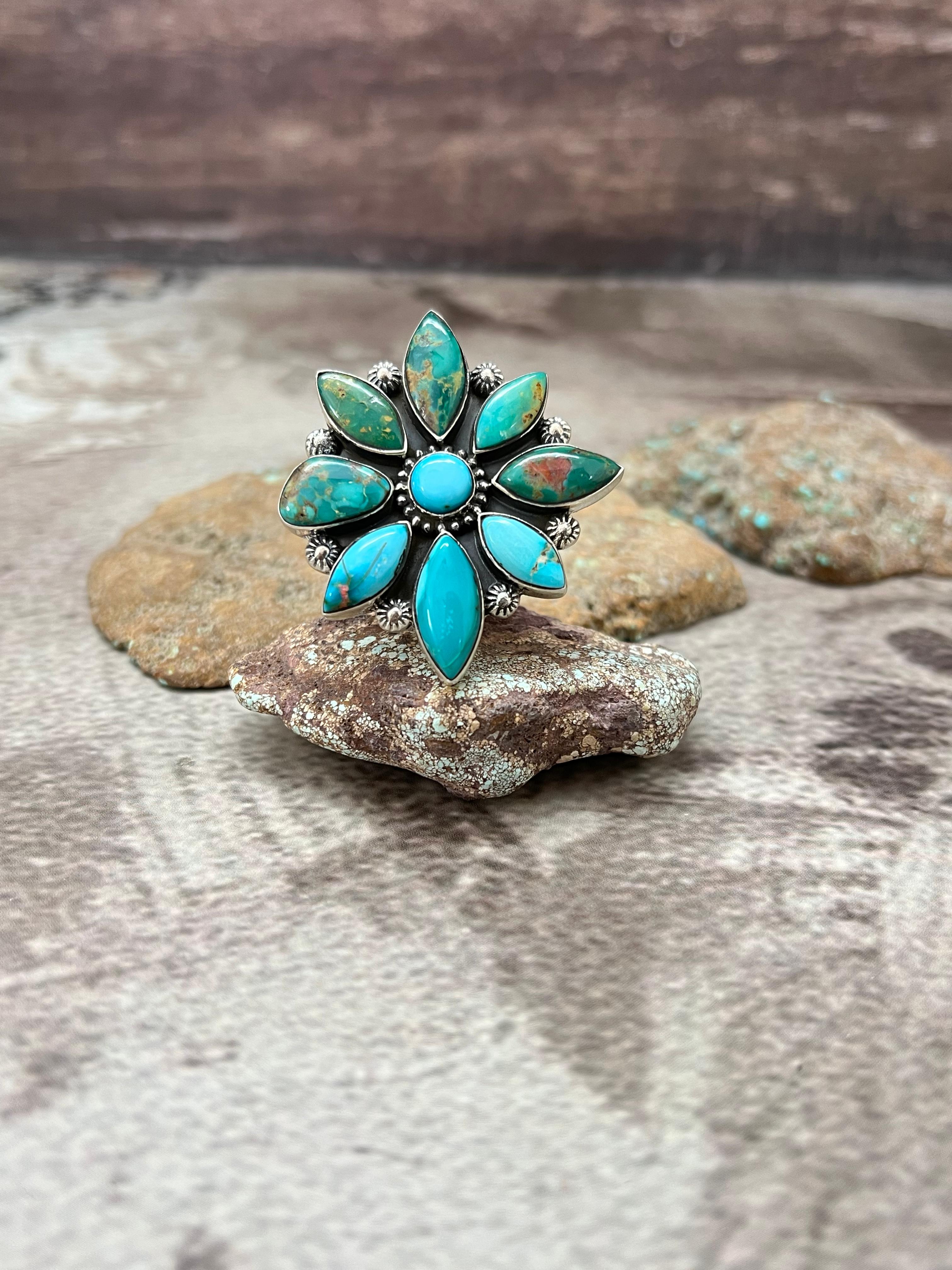 Handmade Sterling Silver Hardy Pit Adjustable Ring with Signed Nizhoni