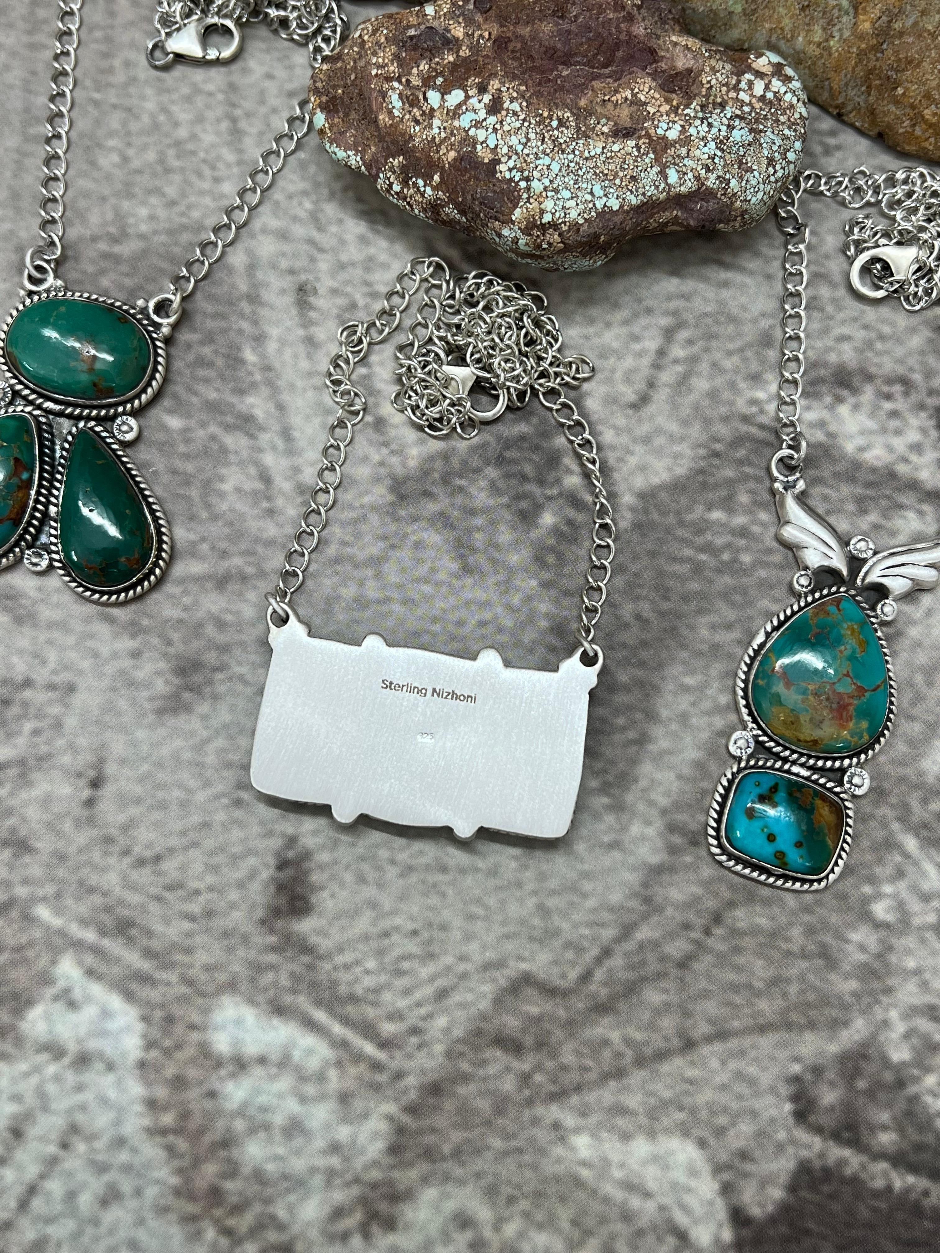 Handmade Sterling Silver Hardy Pit Necklace with Signed Nizhoni