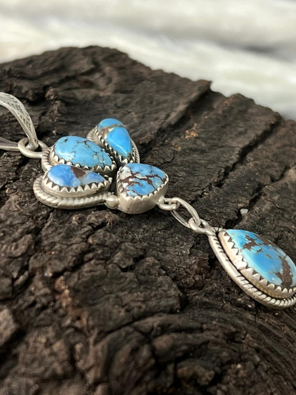 Handmade Sterling Silver Golden Hills Turquoise Pendant "Signed Nizhoni"