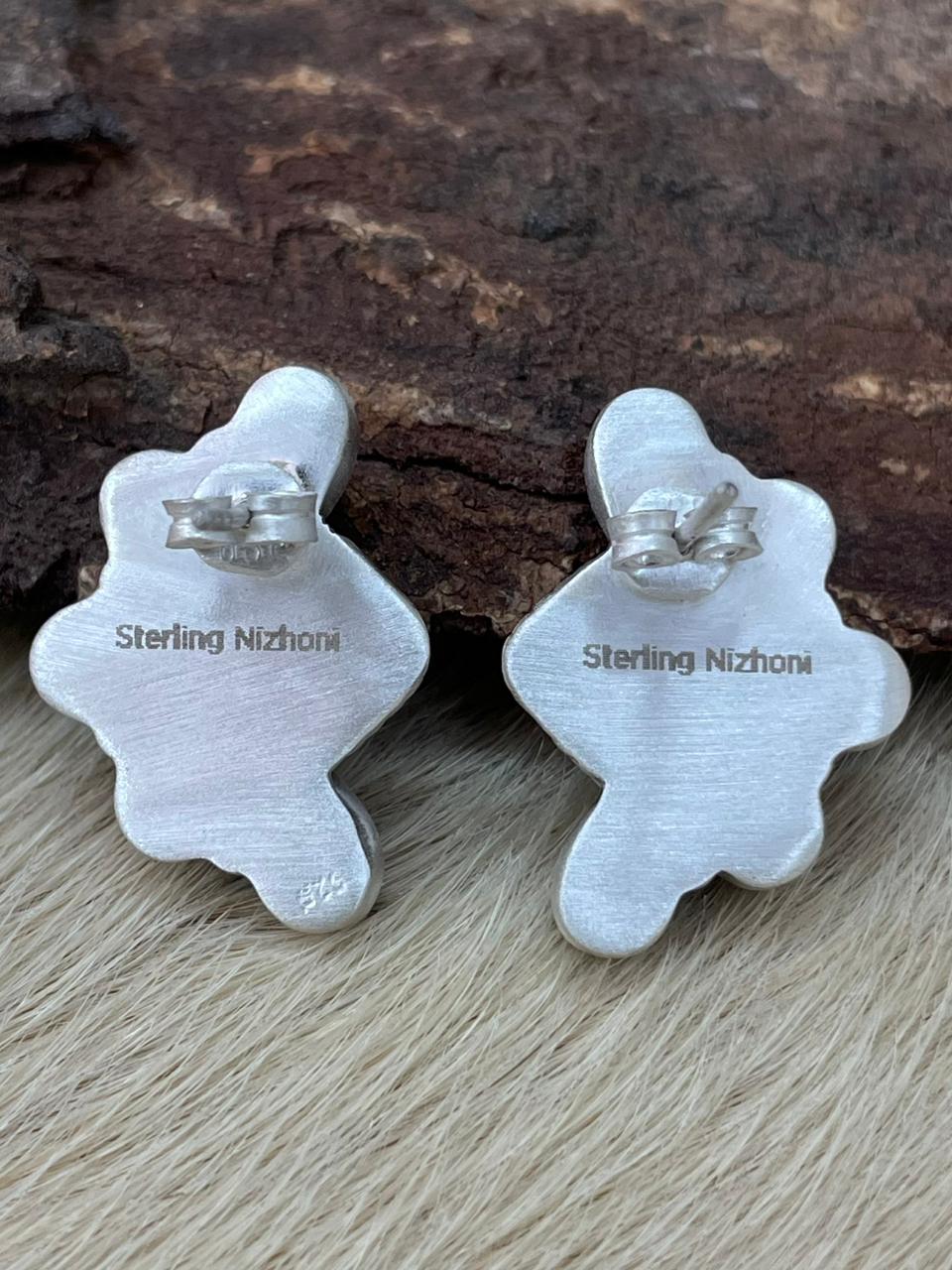 Handmade Sterling Silver Cotton Candy Studs Earrings "Signed Nizhoni"