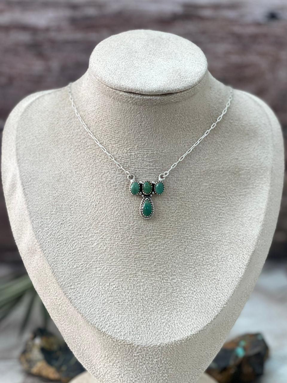 Handmade Sterling Silver Kingman Turquoise Necklace "Signed Nizhoni"