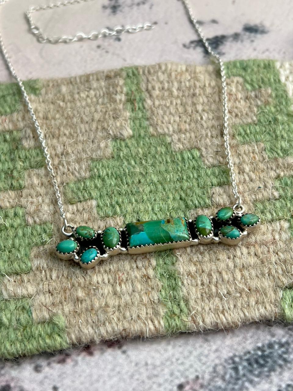 Handmade Sterling Silver Kingman Turquoise Necklace "Signed Nizhoni"