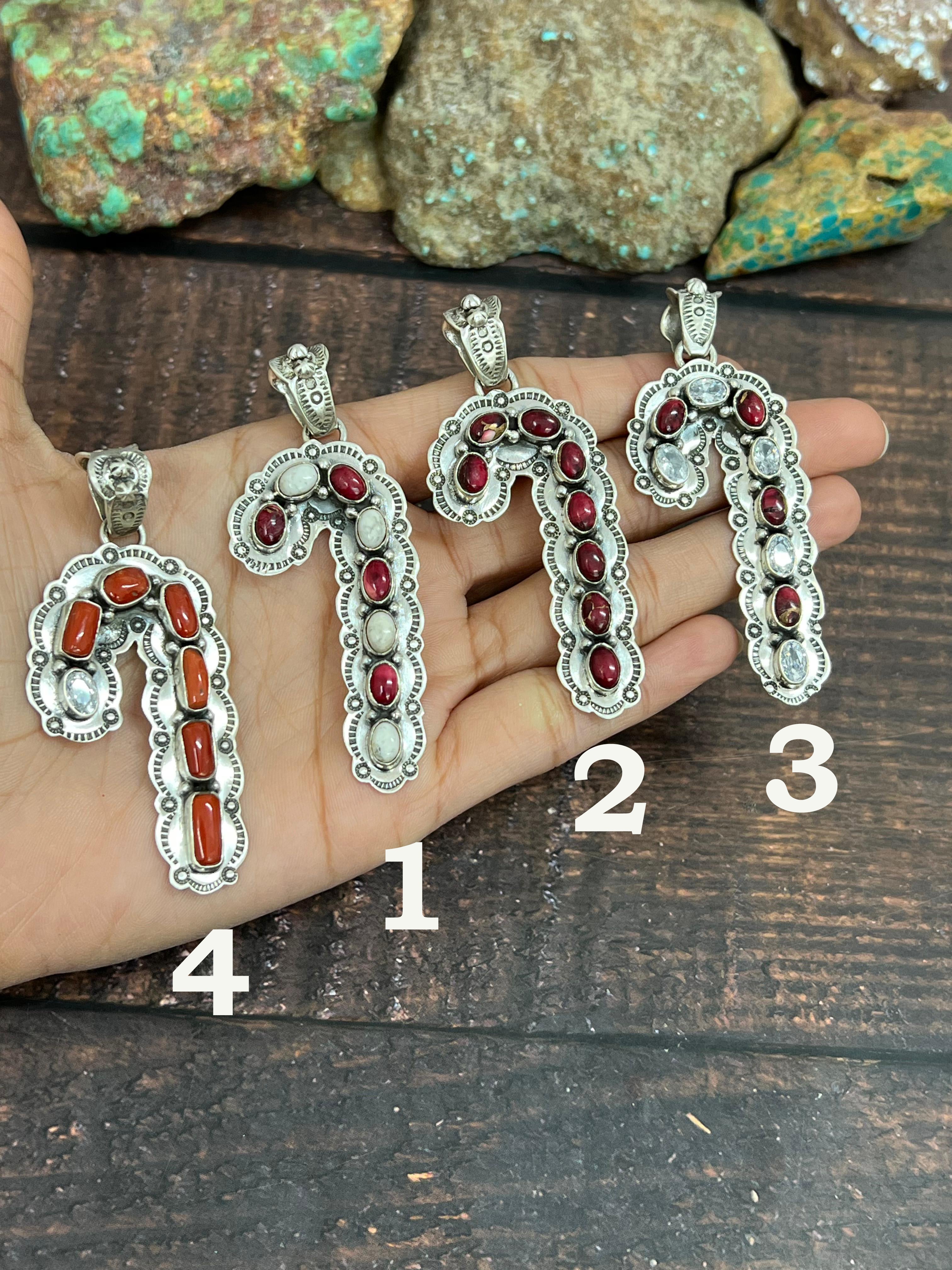 Handmade Sterling Silver Dahlia Rose, White Buffalo, Coral Pendant, Signed Nizhoni