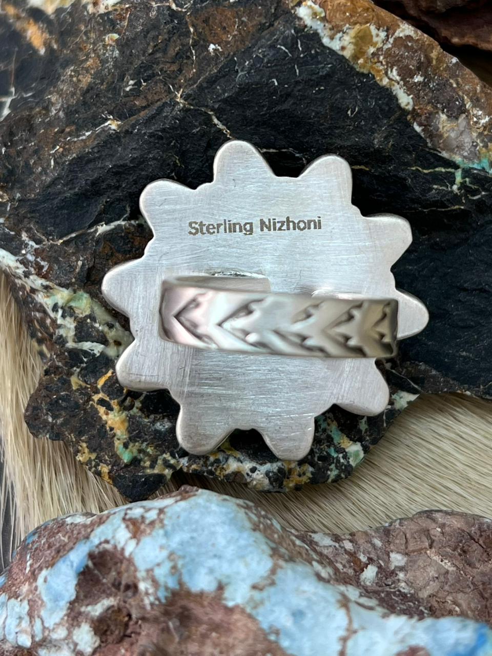 Handmade Sterling Silver Wildhorse Magnesite Adjustable Ring "Signed Nizhoni"