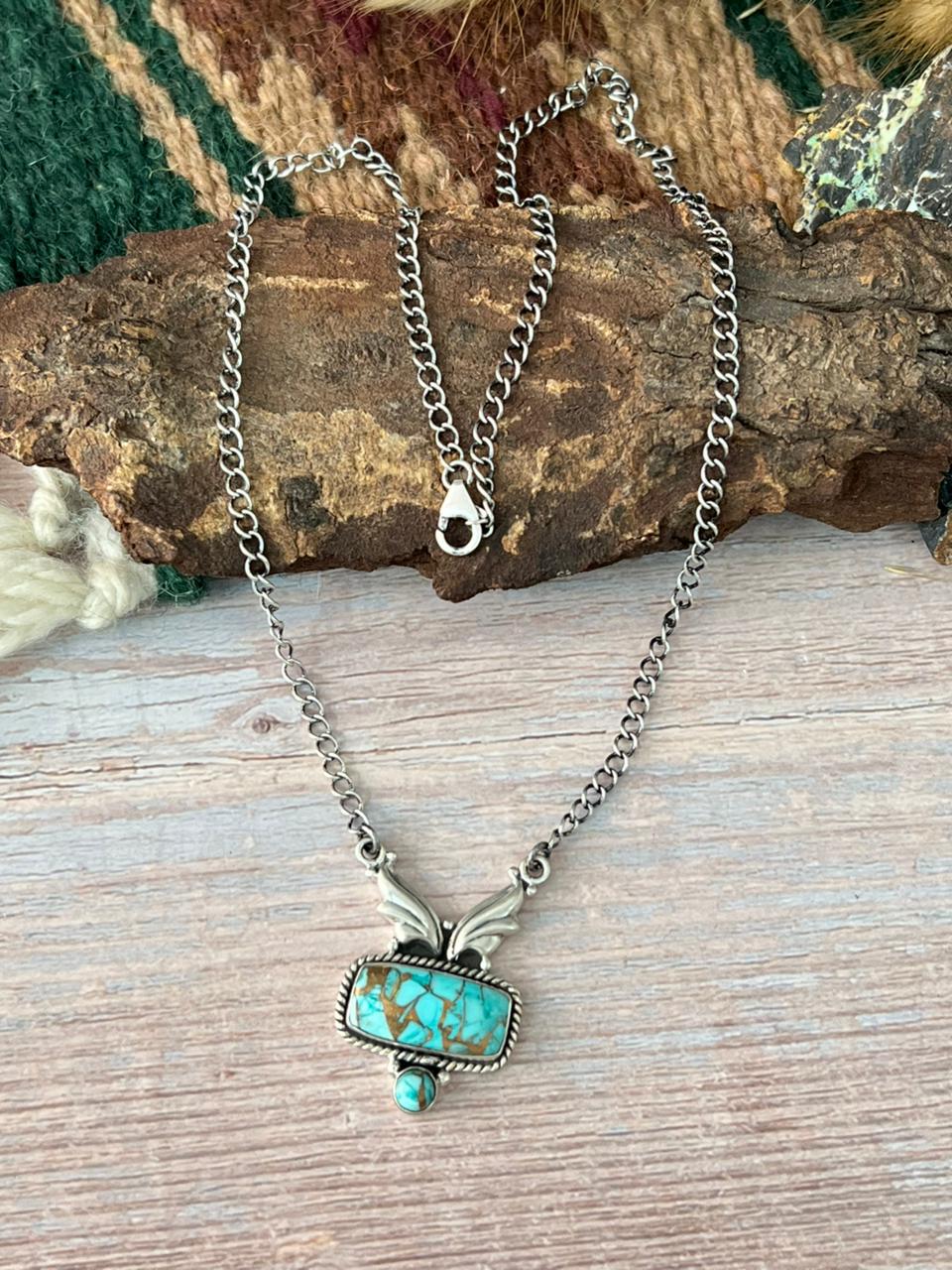 Handmade Sterling Silver Mint Dahlia Collection: Necklace "Signed Nizhoni"