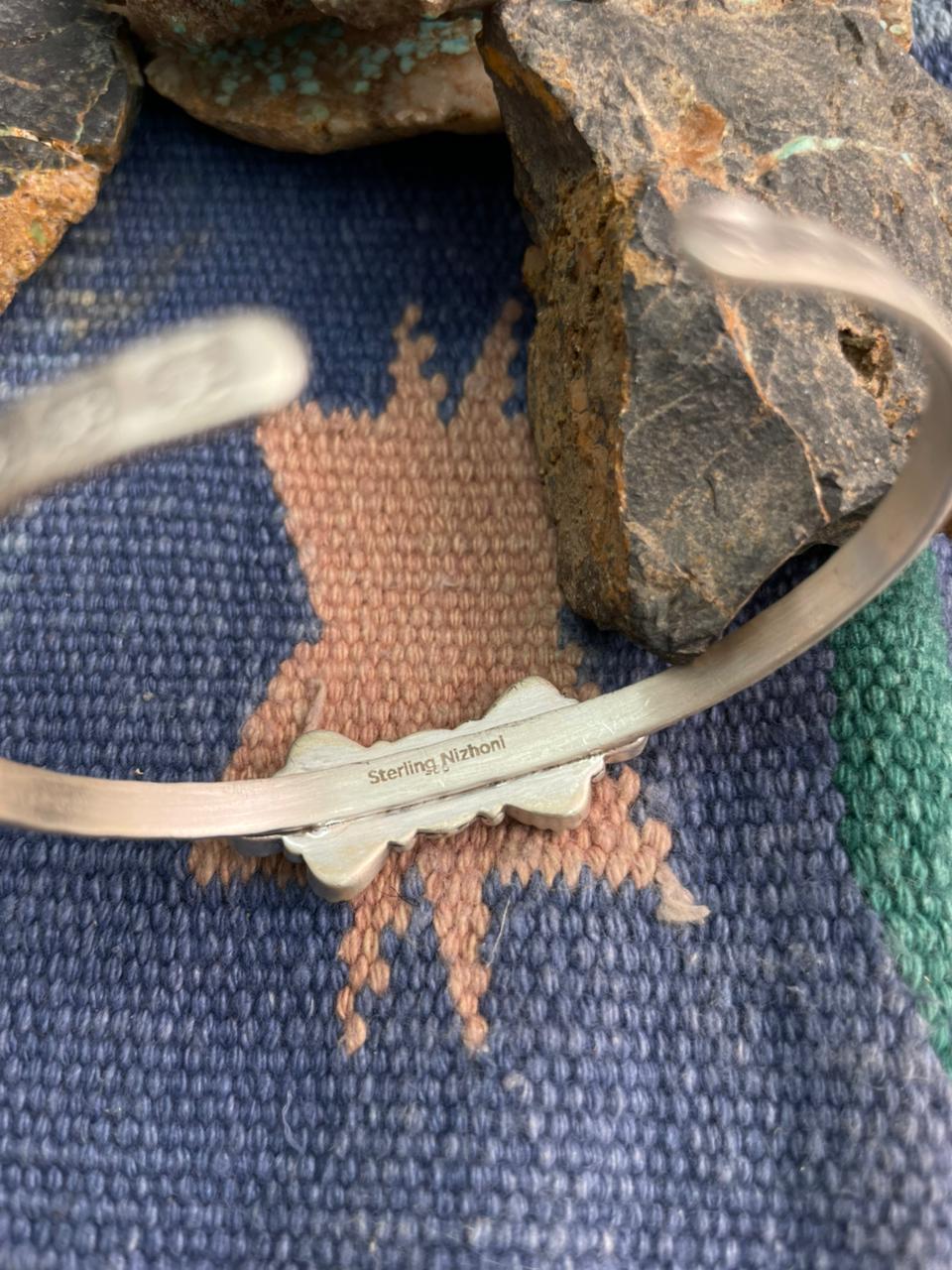 Handmade Sterling Silver Palomino Turquoise Cuff Bracelet "Signed Nizhoni"