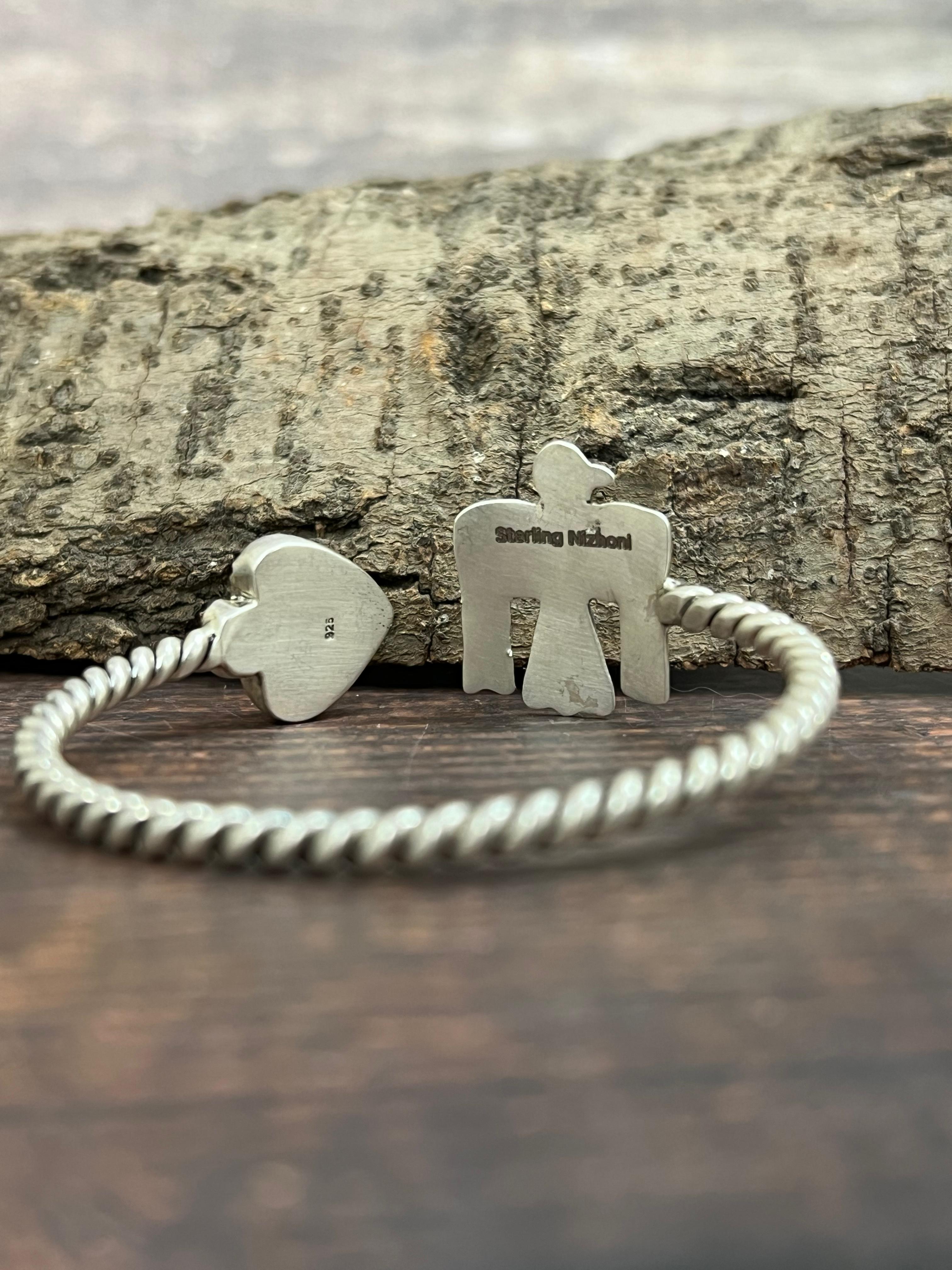 Handmade Sterling Silver Orange Dahlia Bracelet with Signed Nizhoni (6)