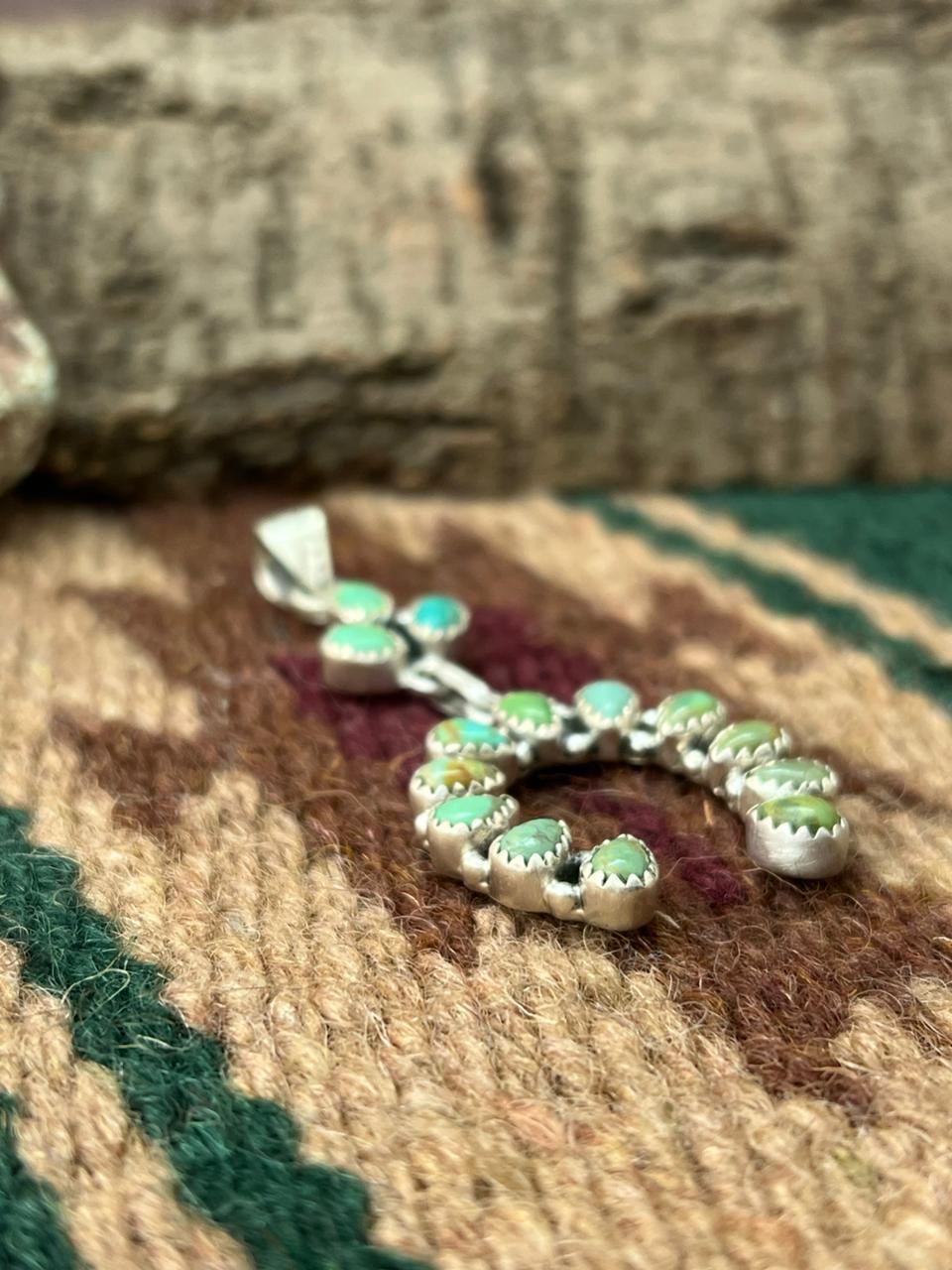 Handmade Sterling Silver Kingman Turquoise Naja Pendant "Signed Nizhoni"