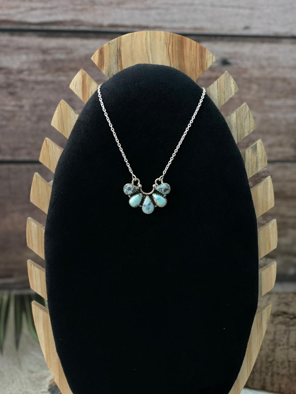 Handmade Sterling Silver Golden Hills Turquoise Necklace "Signed Nizhoni"