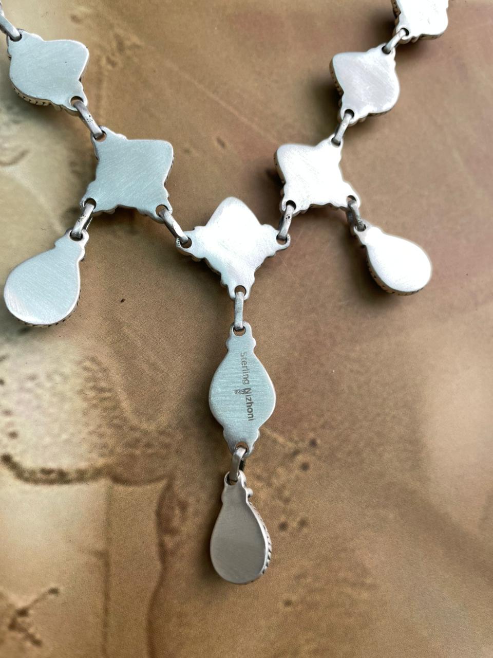 Handmade Sterling Silver Multi Stone Necklace "Signed Nizhoni"