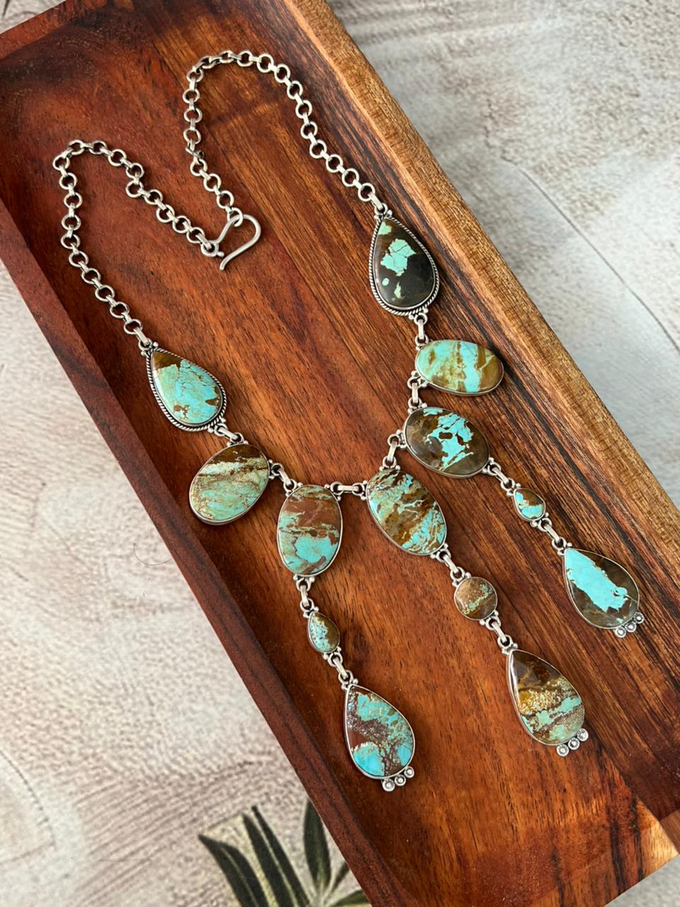 Handmade Sterling Silver Number 8 Turquoise Necklace "Signed Nizhoni"